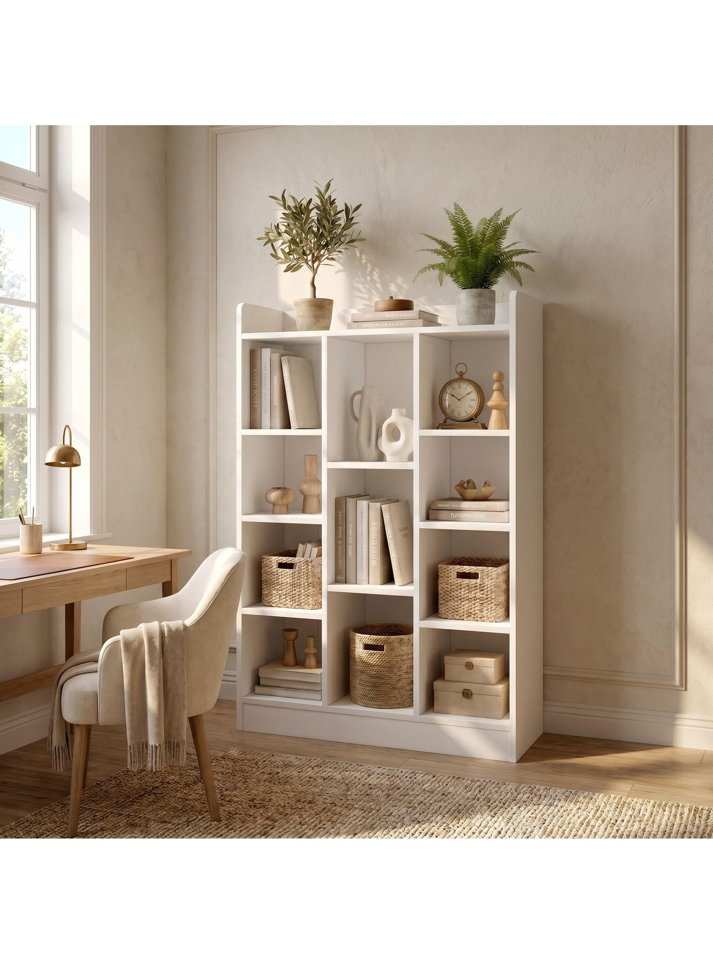Organizador De Libros Repisa Estante Biblioteca Librero 71cm Blanco-0
