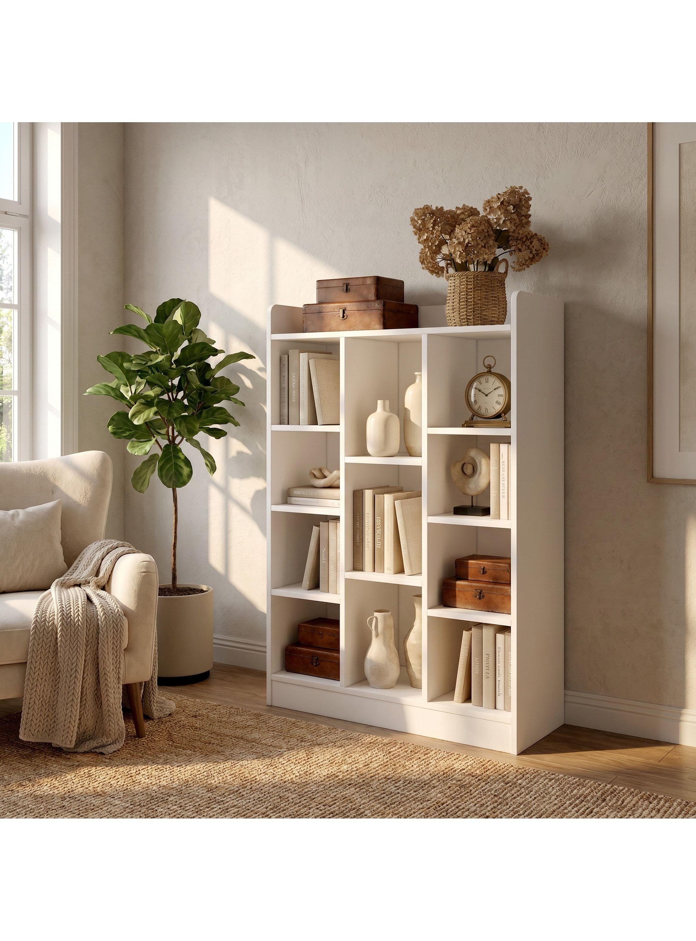 Organizador De Libros Repisa Estante Biblioteca Librero 71cm Blanco-6