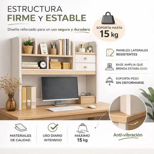 Organizador De Escritorio Estantería Con 2 Cajones 92cm Bl-3
