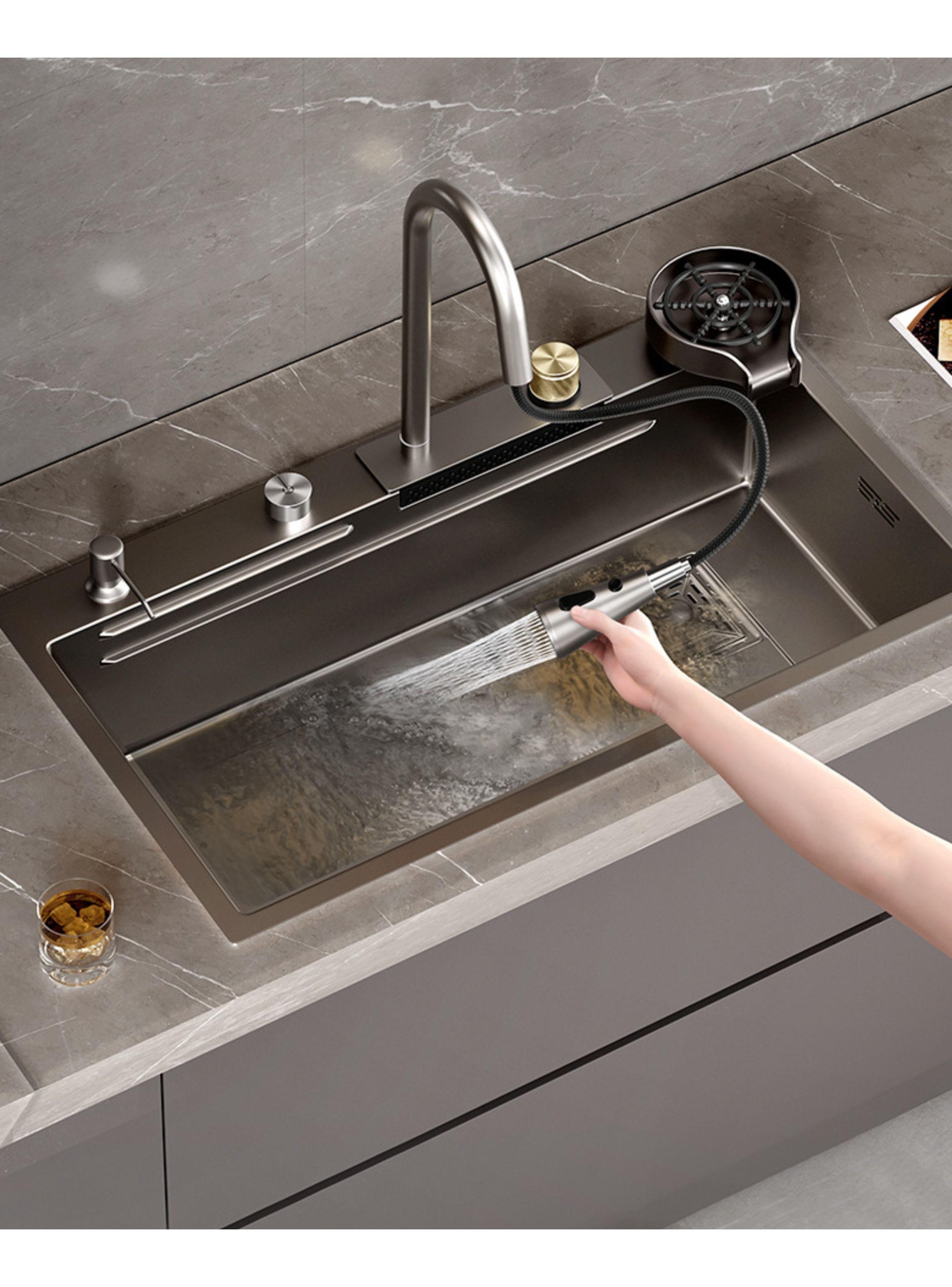 Combo Lavaplato Empotrado 80x45cm Acero Inoxidable Lavavaso-6