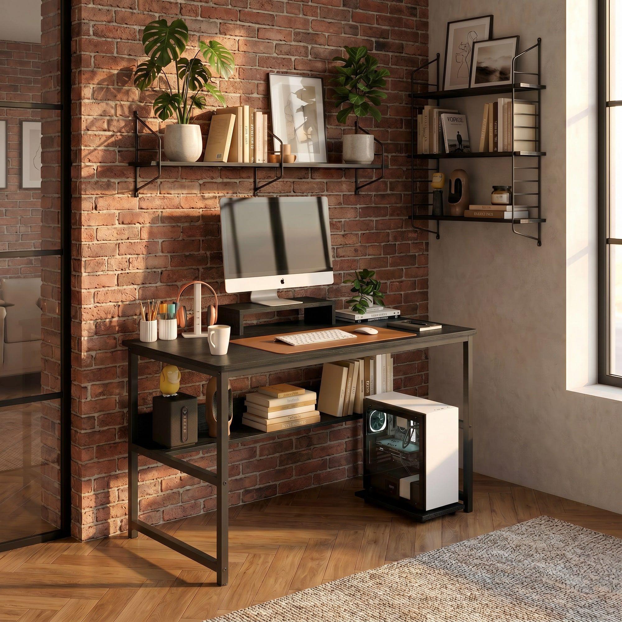 Escritorio Con Elevador De Monitor Y Organizadores 100x50x72 Negro-5