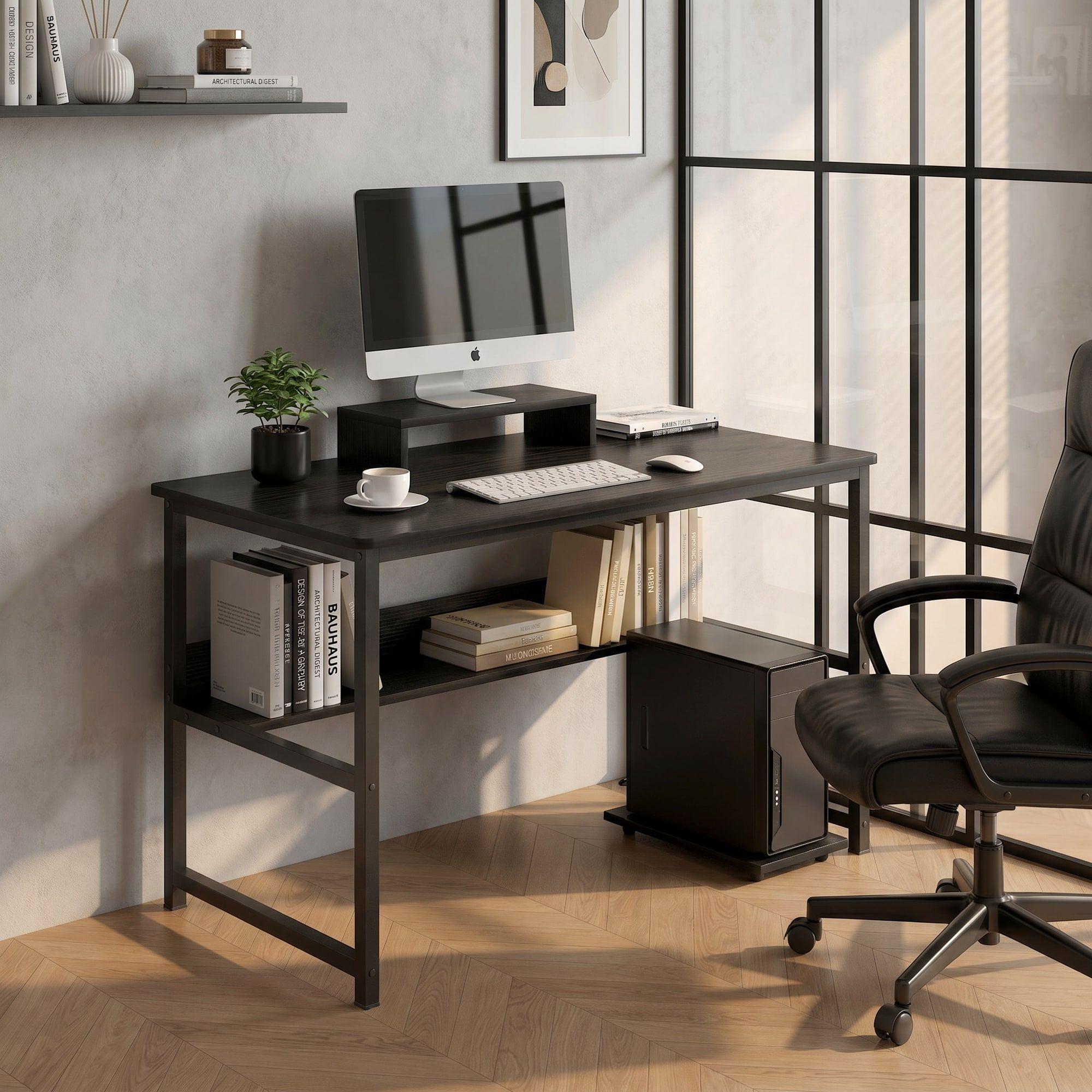 Escritorio Con Elevador De Monitor Y Organizadores 100x50x72 Negro-6