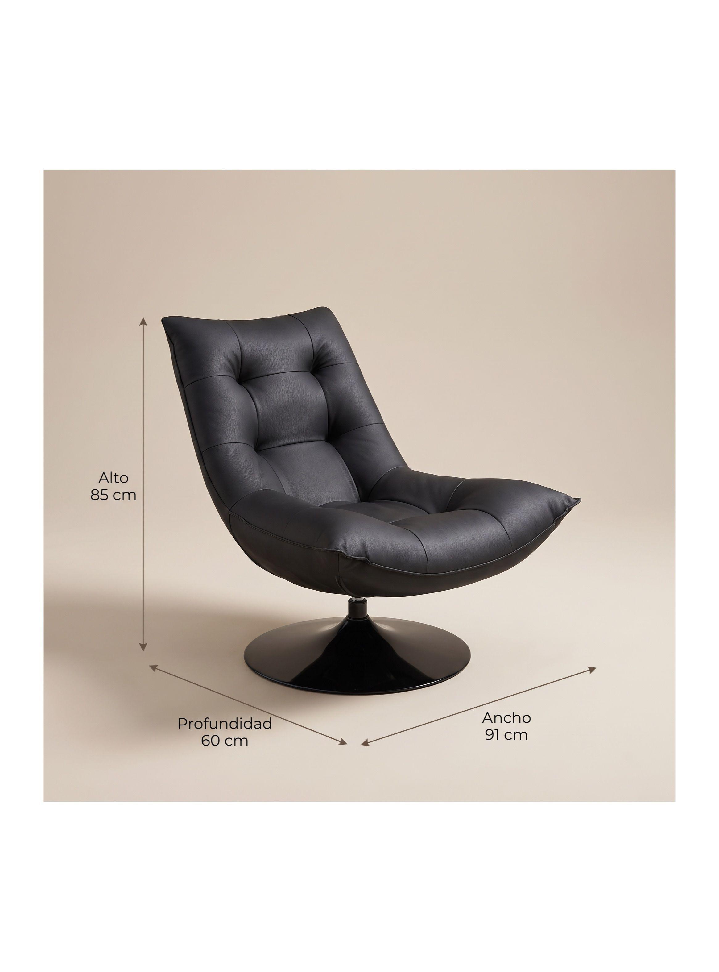 Sillón Enzo Giratorio Ecocuero Sitial Base Pedestal Metálico Negro Liso-2