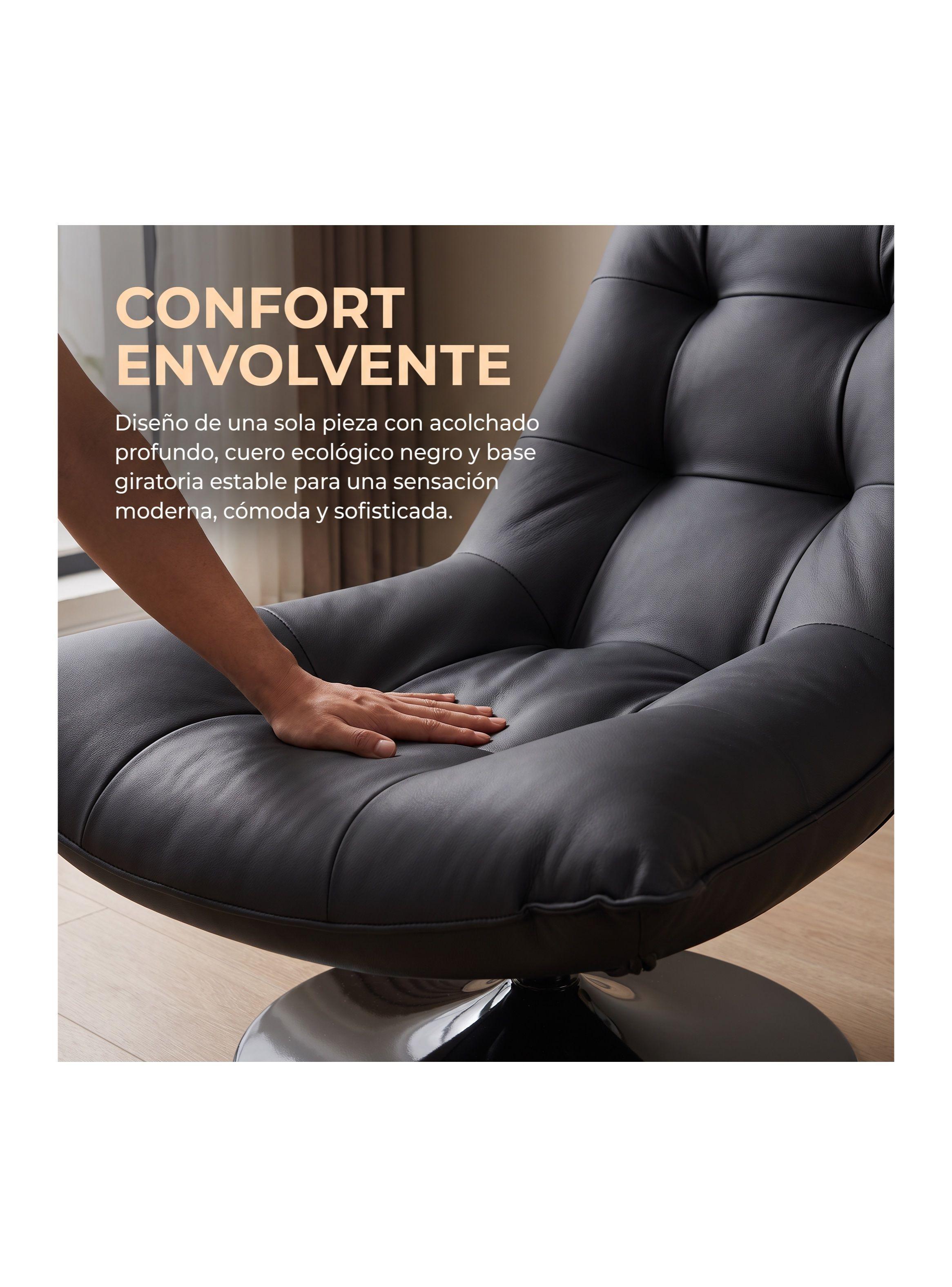 Sillón Enzo Giratorio Ecocuero Sitial Base Pedestal Metálico Negro Liso-7