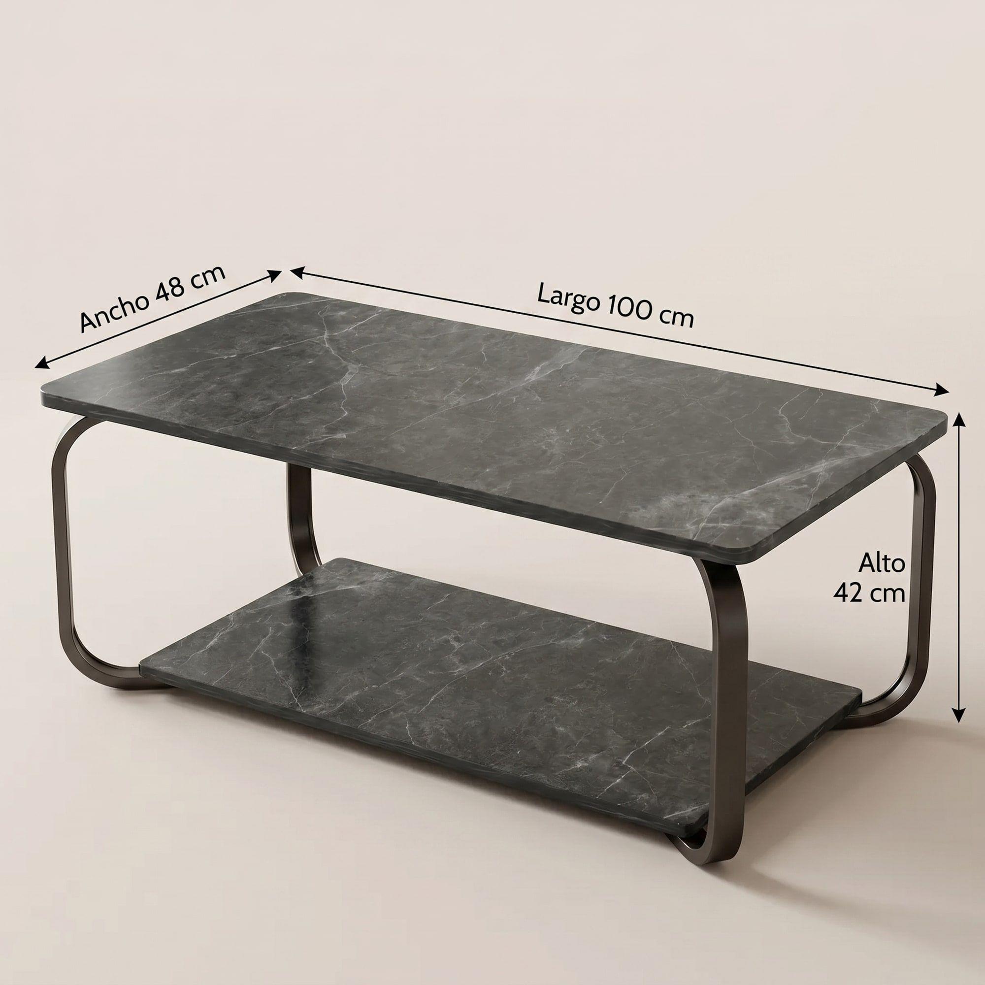 Mesa De Centro Moderna Minimalista 2 Niveles 100x48x43 Negro-2