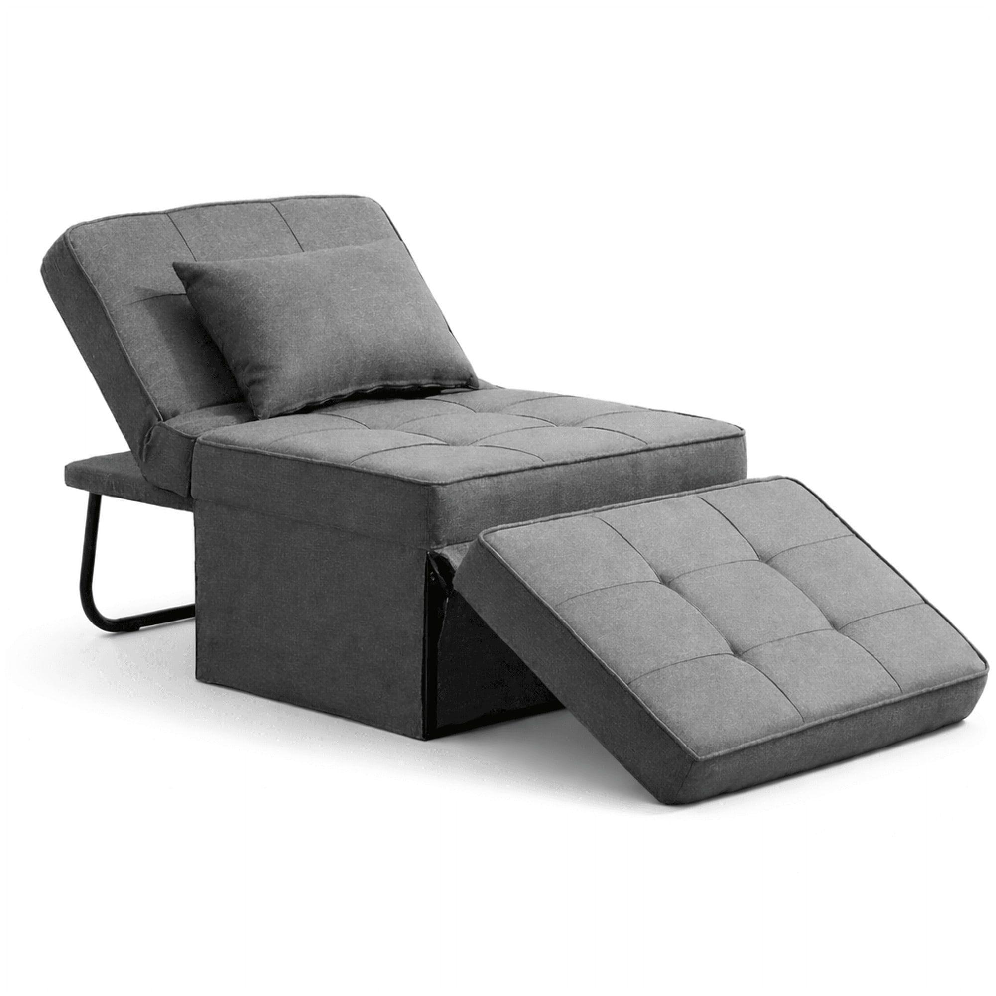 Sofá Cama Multifuncional 4 Modos Reclinable 4en1 Convertible Gris Liso-5