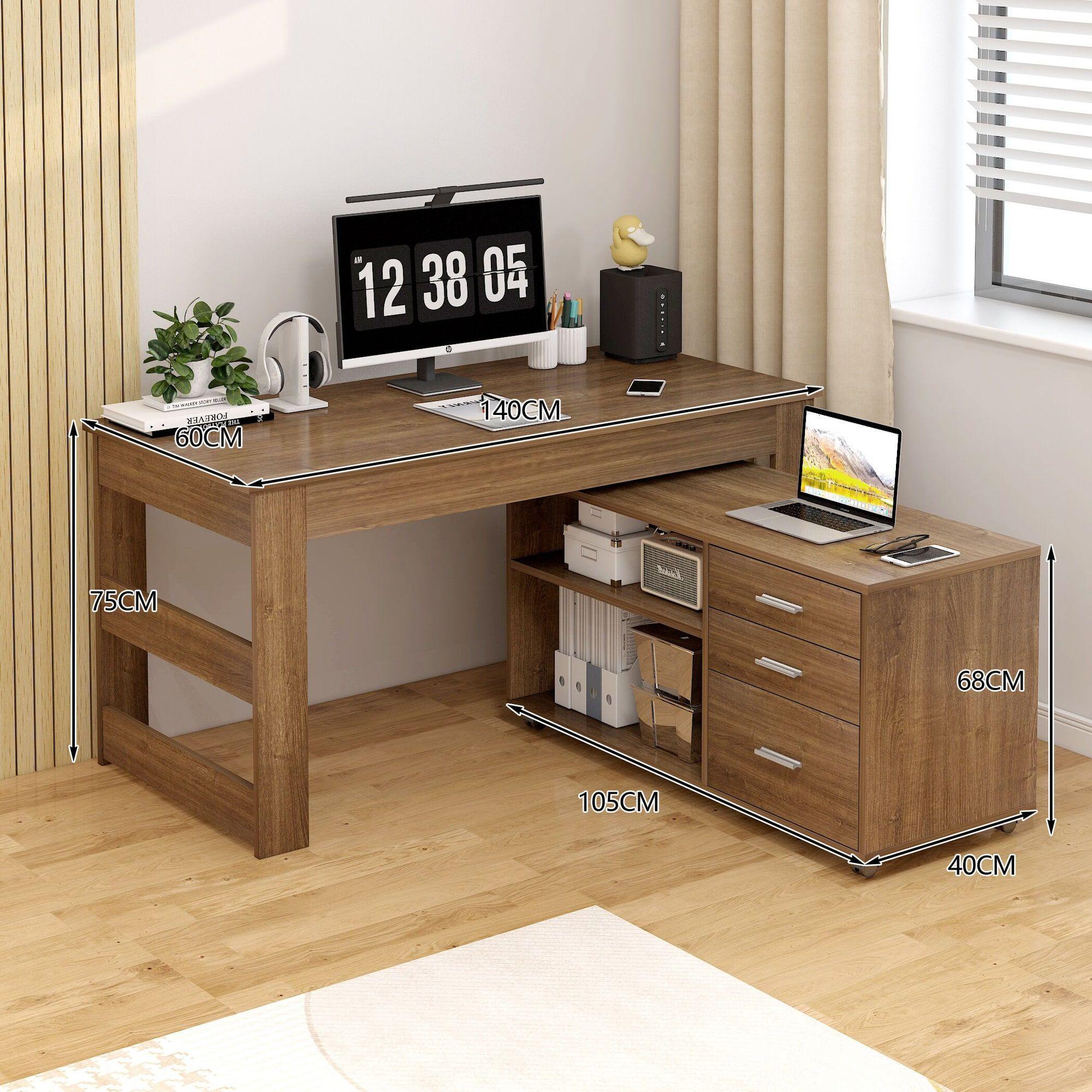 Escritorio Multifuncional Con Archivero Transformable 140cm Marrón-4