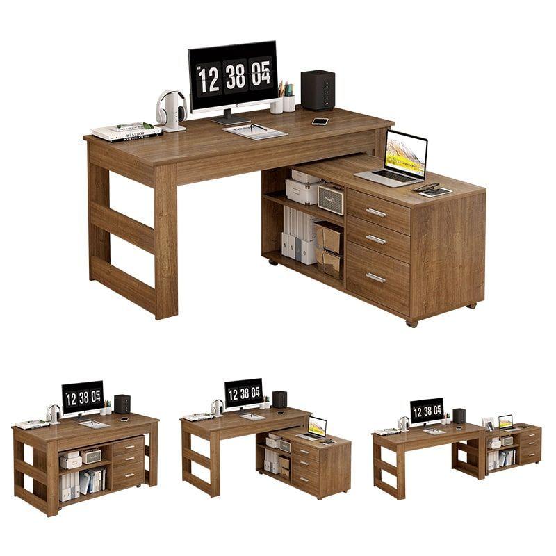 Escritorio Multifuncional Con Archivero Transformable 140cm Marrón-0