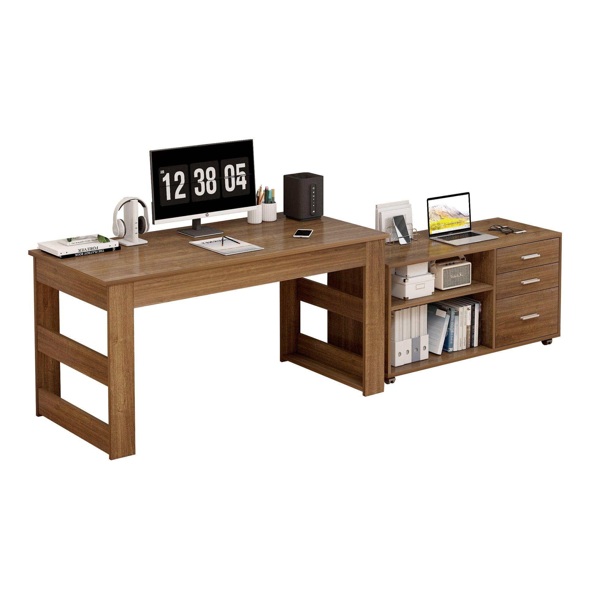Escritorio Multifuncional Con Archivero Transformable 140cm Marrón-1