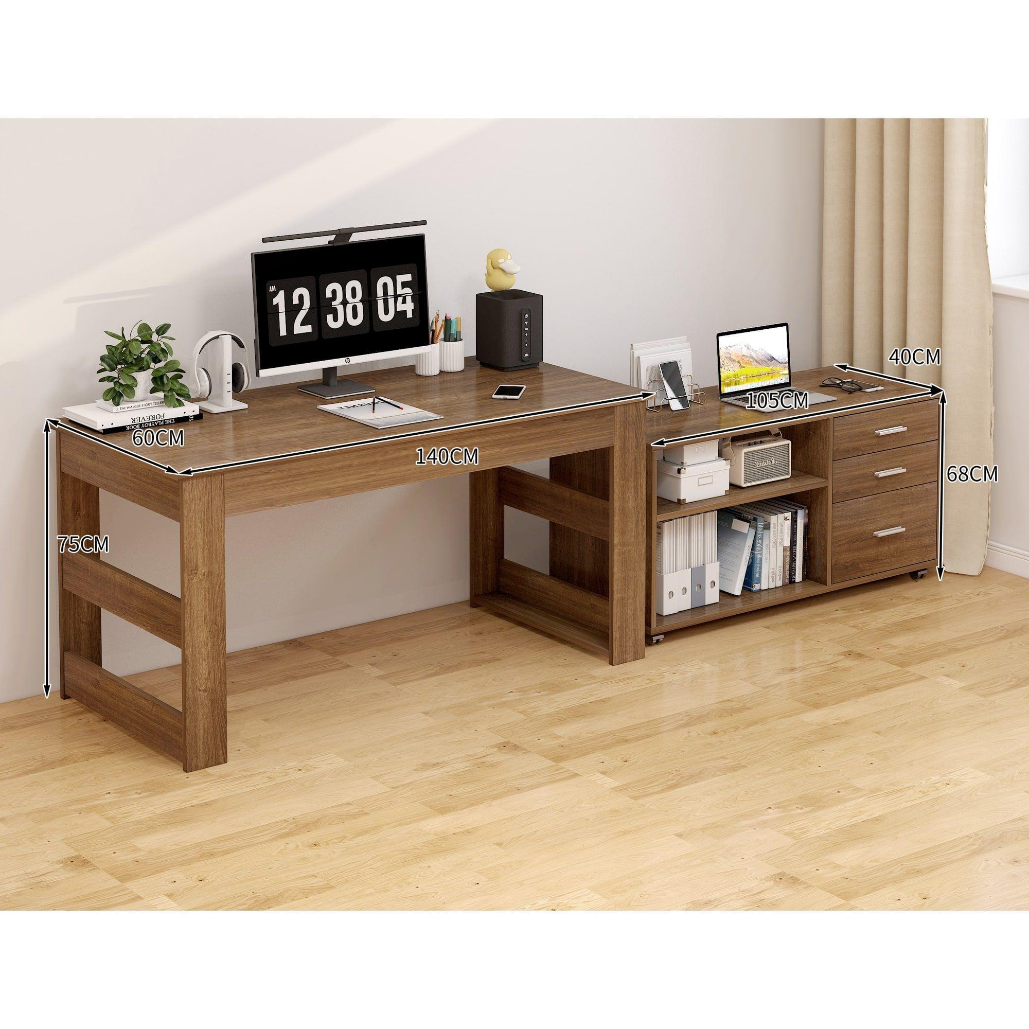 Escritorio Multifuncional Con Archivero Transformable 140cm Marrón-2