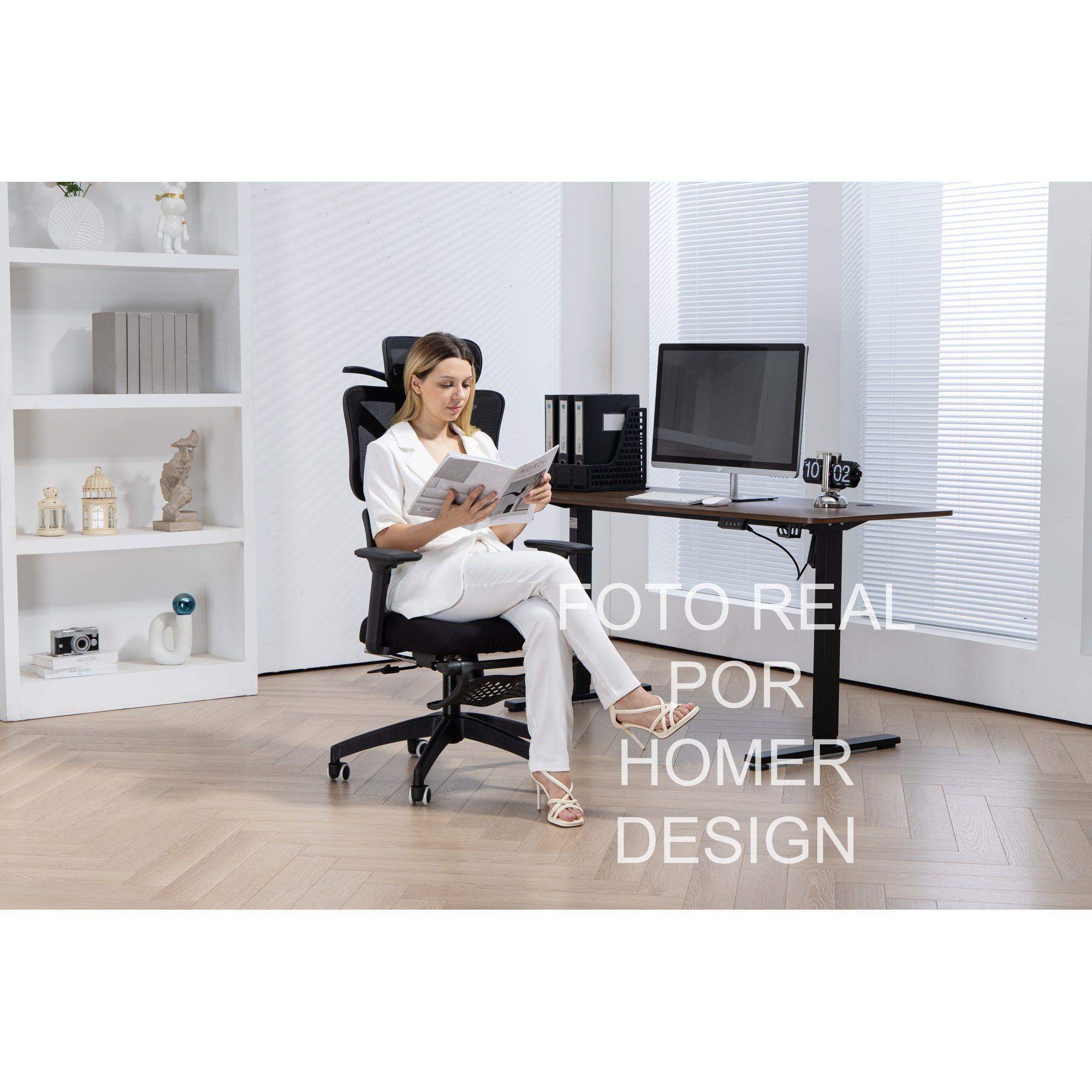 Silla Ergonómica Oficina Ejecutiva Reclinable Con Colgador Blanco Algodón-2