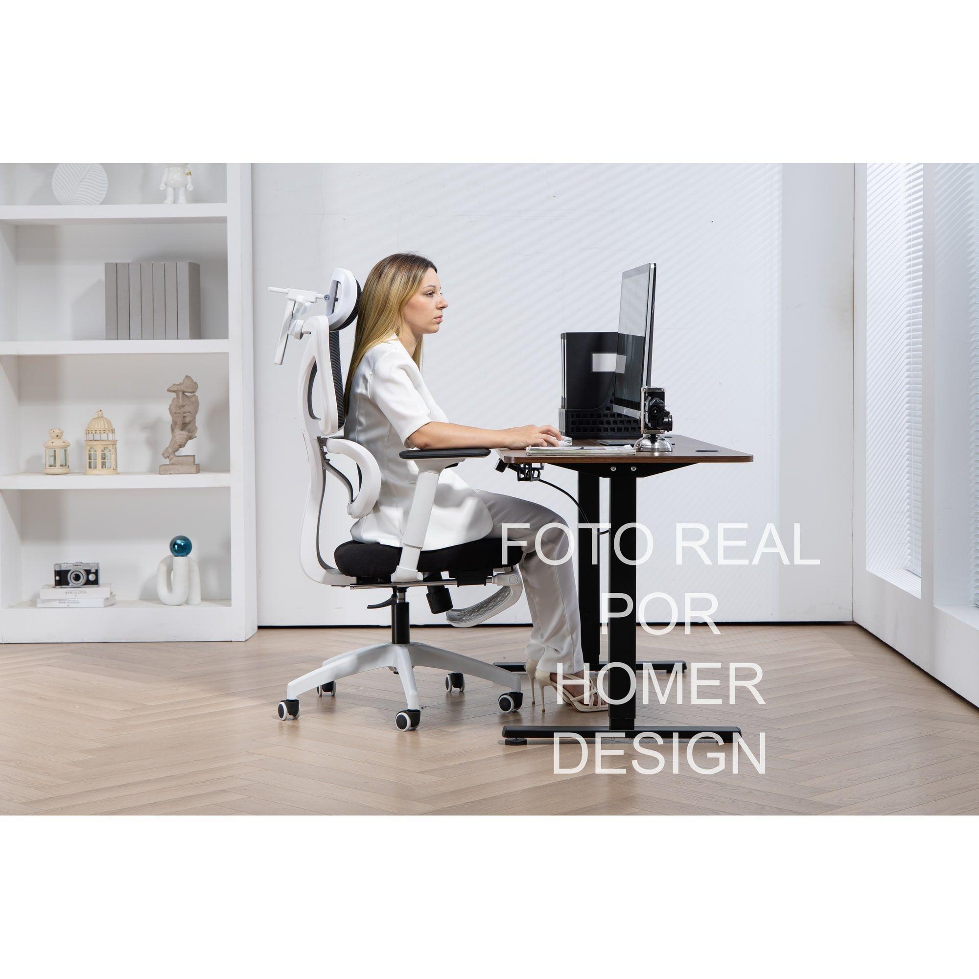 Silla Ergonómica Oficina Ejecutiva Reclinable Con Colgador Blanco Algodón-3