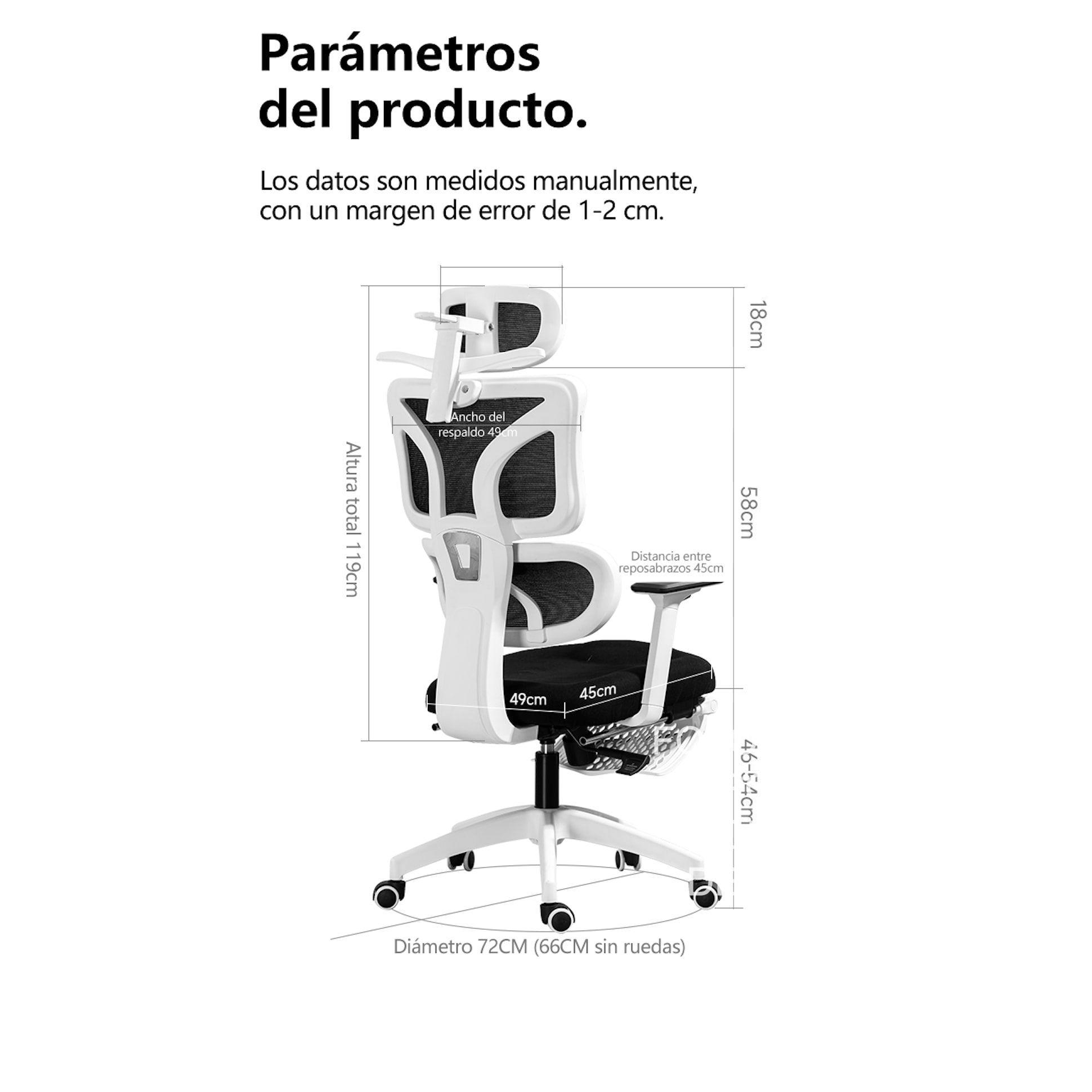 Silla Ergonómica Oficina Ejecutiva Reclinable Con Colgador Blanco Algodón-4