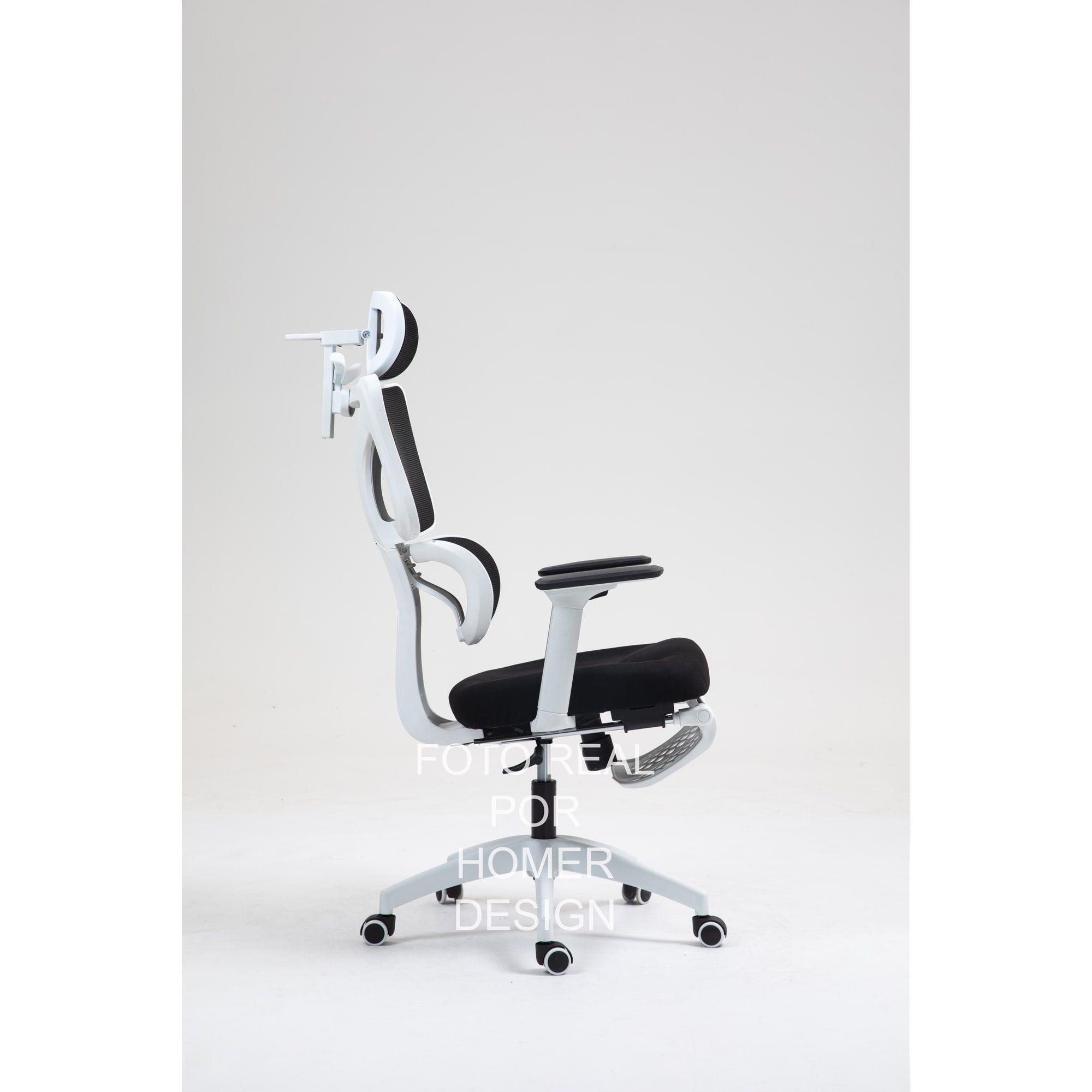 Silla Ergonómica Oficina Ejecutiva Reclinable Con Colgador Blanco Algodón-6