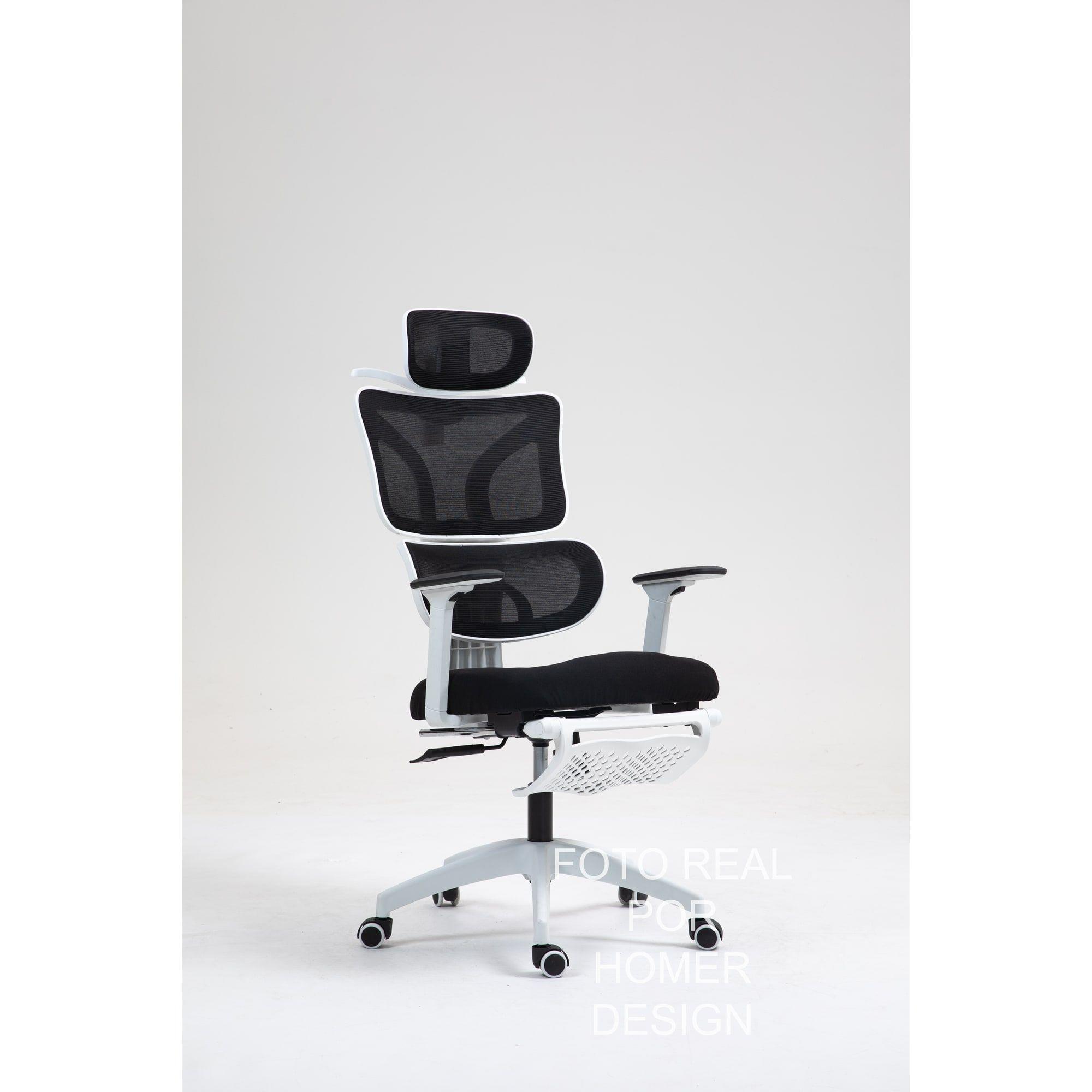 Silla Ergonómica Oficina Ejecutiva Reclinable Con Colgador Blanco Algodón-7