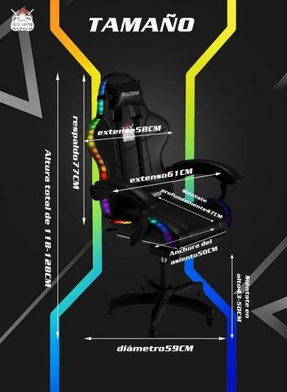 Silla Gamer Rgb Profesional Reclinable Con Luz Variable-3