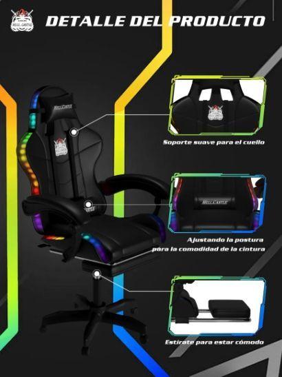 Silla Gamer Rgb Profesional Reclinable Con Luz Variable-4