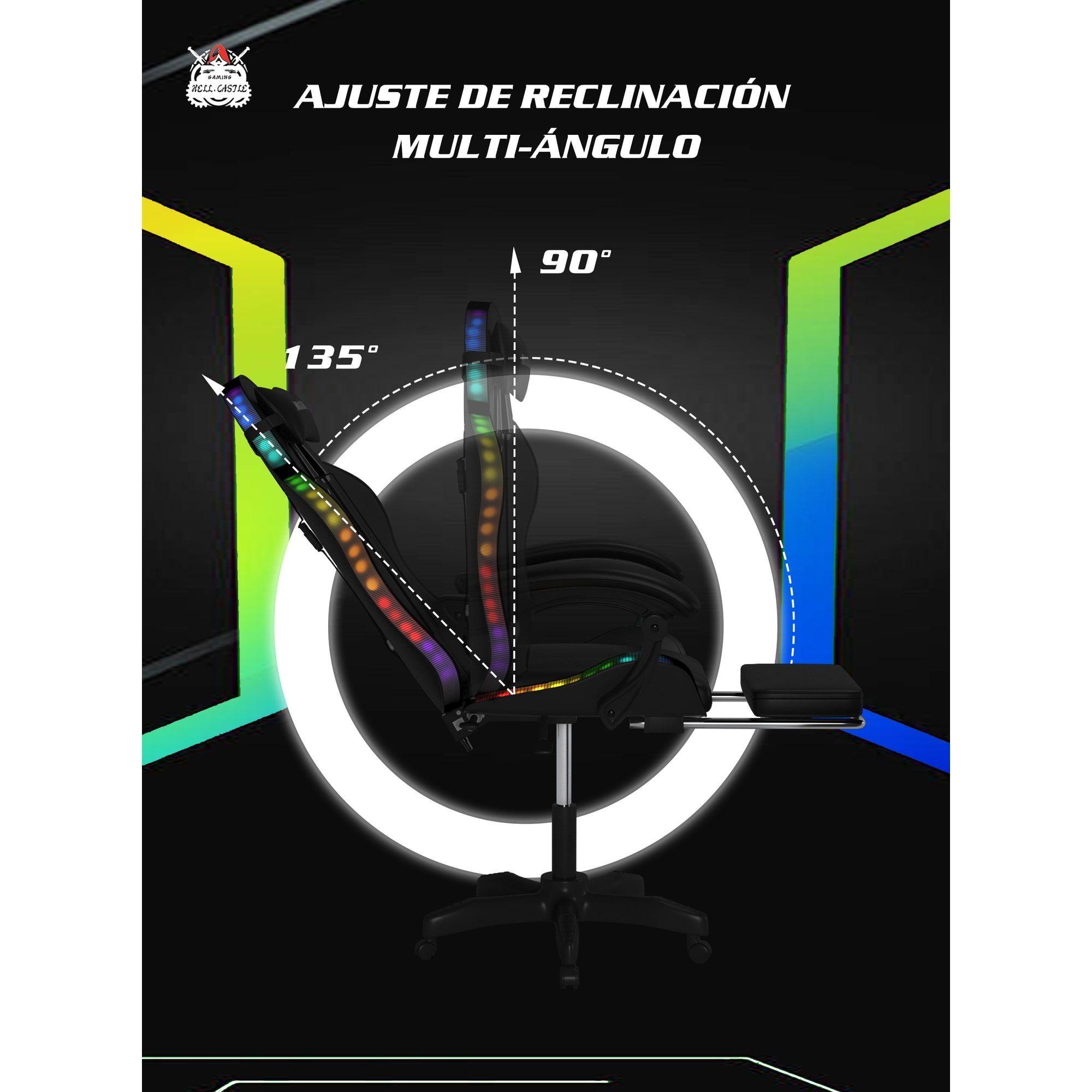 Silla Gamer Rgb Profesional Reclinable Con Luz Variable-3