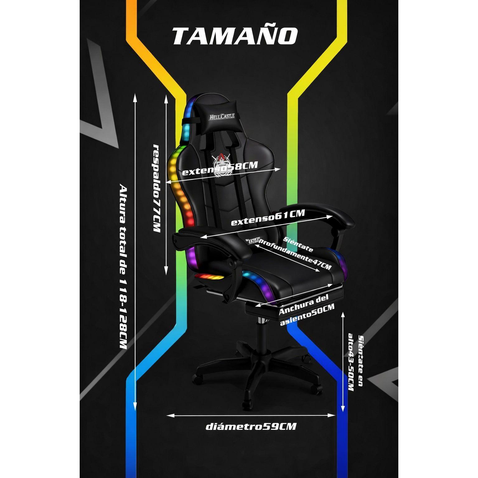 Silla Gamer Rgb Profesional Reclinable Con Luz Variable-5