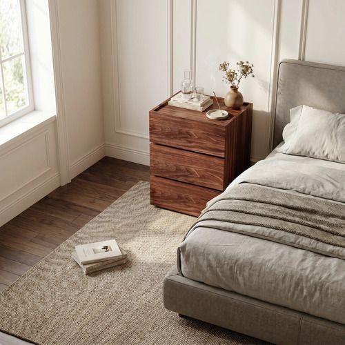 Velador Vanguardia Combinable 3 Cajones 45x70x34cm Melamina Mate Marron Entero-6