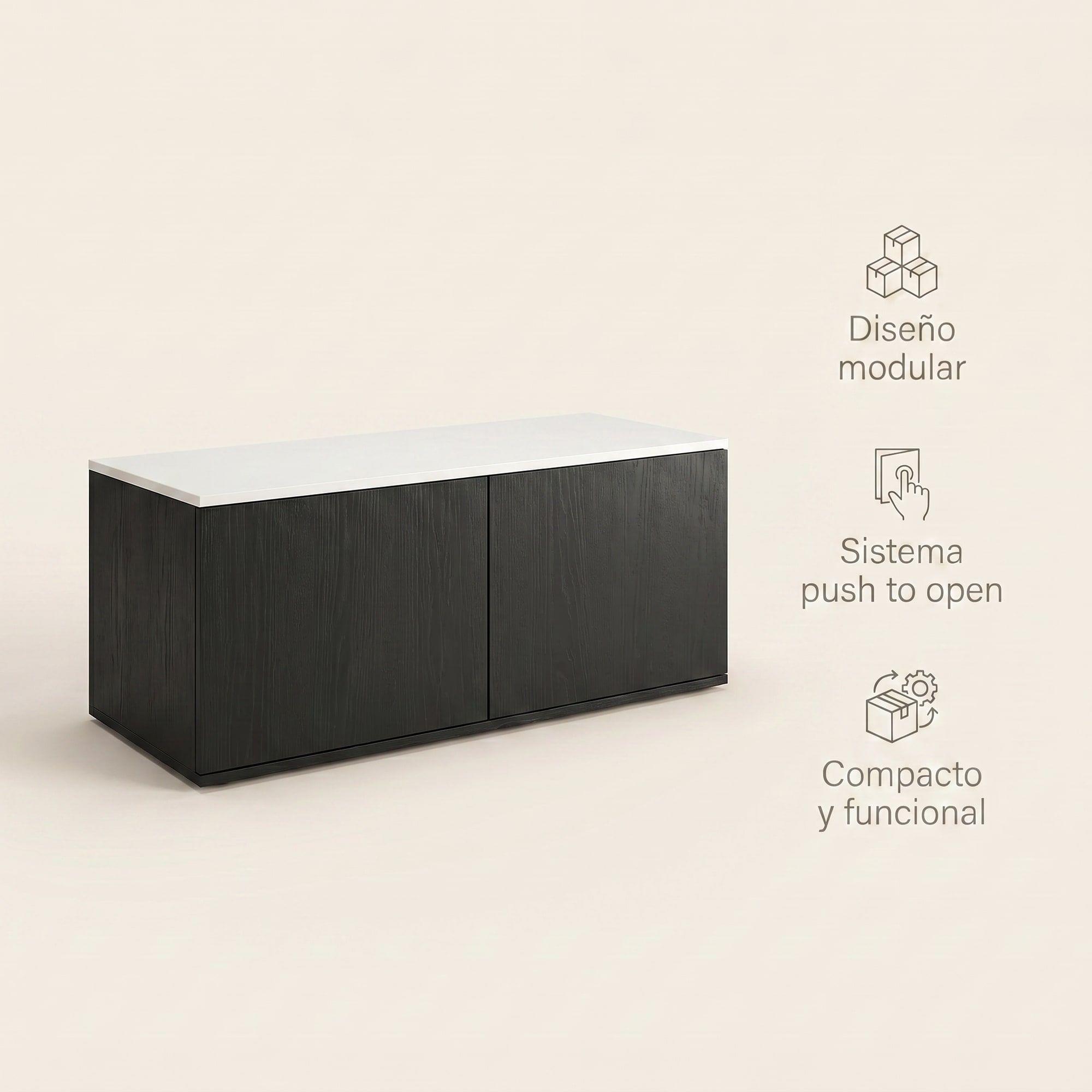 Rack Tv 80x40x30cm 2 Puerta Melamina Combinable Por Varios-2