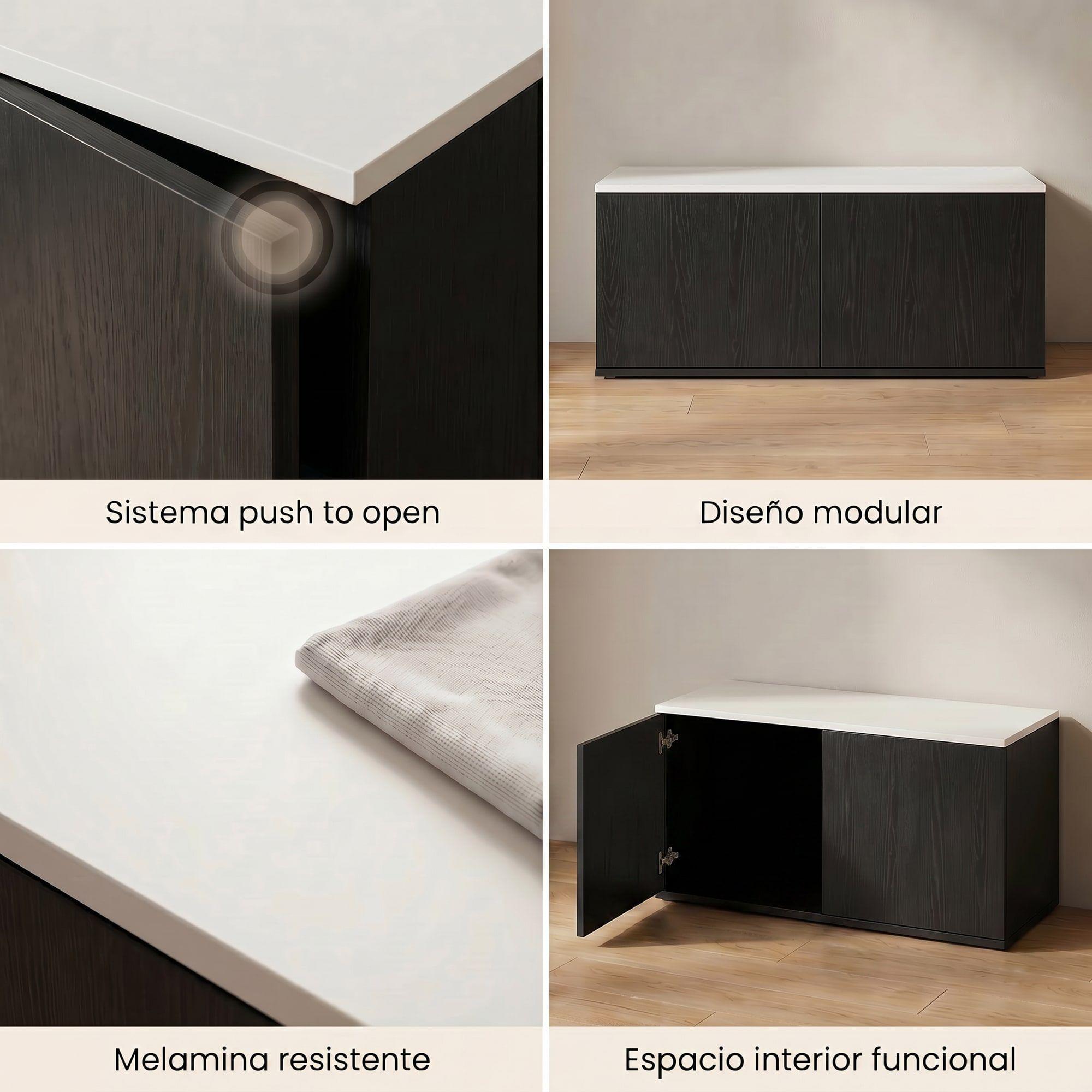 Rack Tv 80x40x30cm 2 Puerta Melamina Combinable Por Varios-3