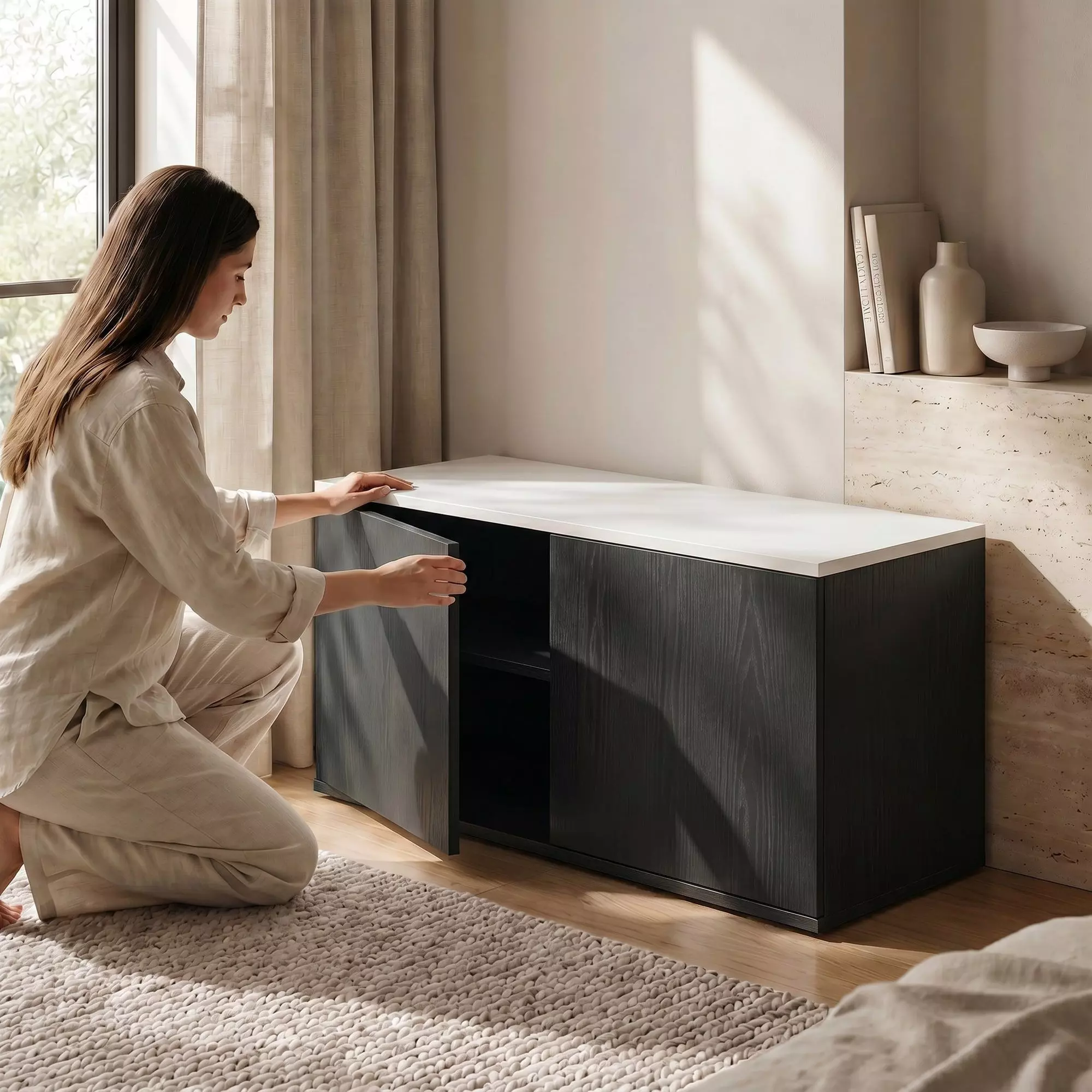 Rack Tv 80x40x30cm 2 Puerta Melamina Combinable Por Varios-5