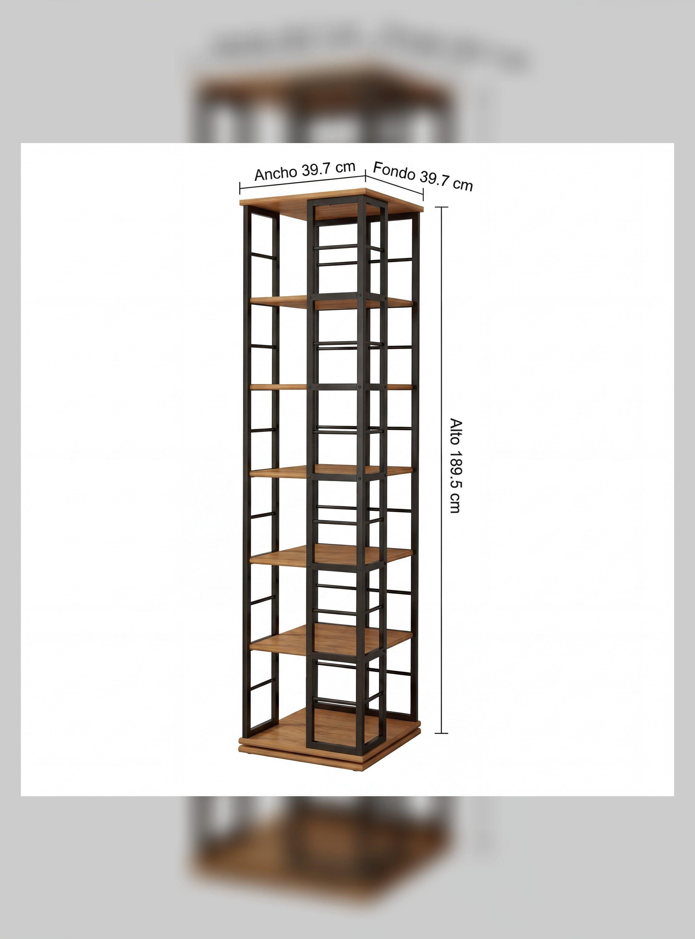 Biblioteca Librero Giratorio Organizador De Libros 190cm Color Marrón Oscuro-3