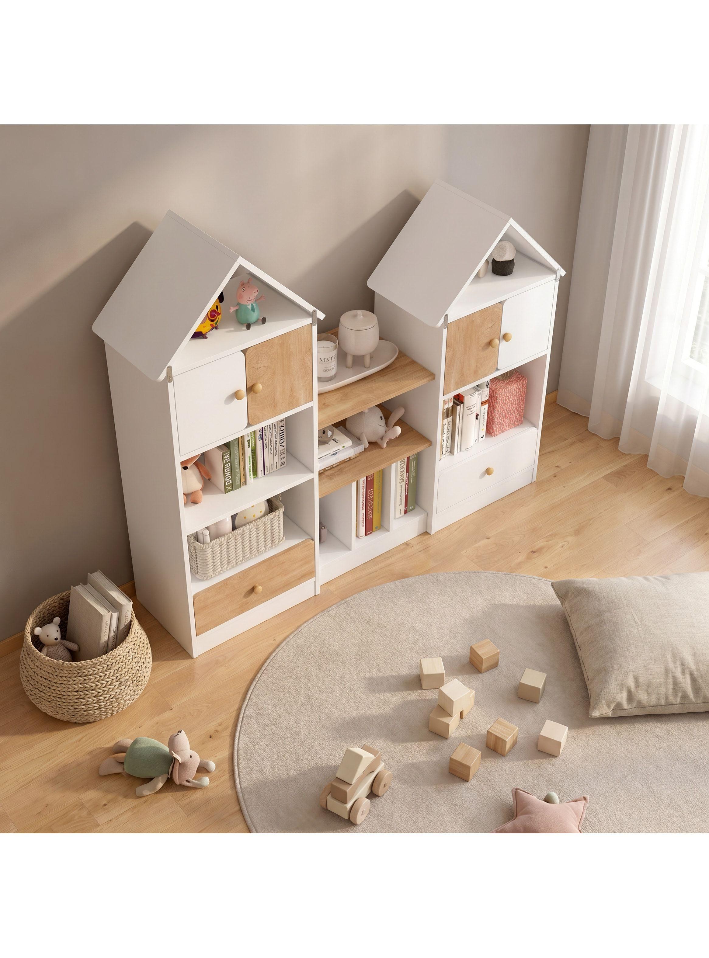 Librero Biblioteca Infantil Organizador Multiuso 123x24x127 Marrón Claro-7