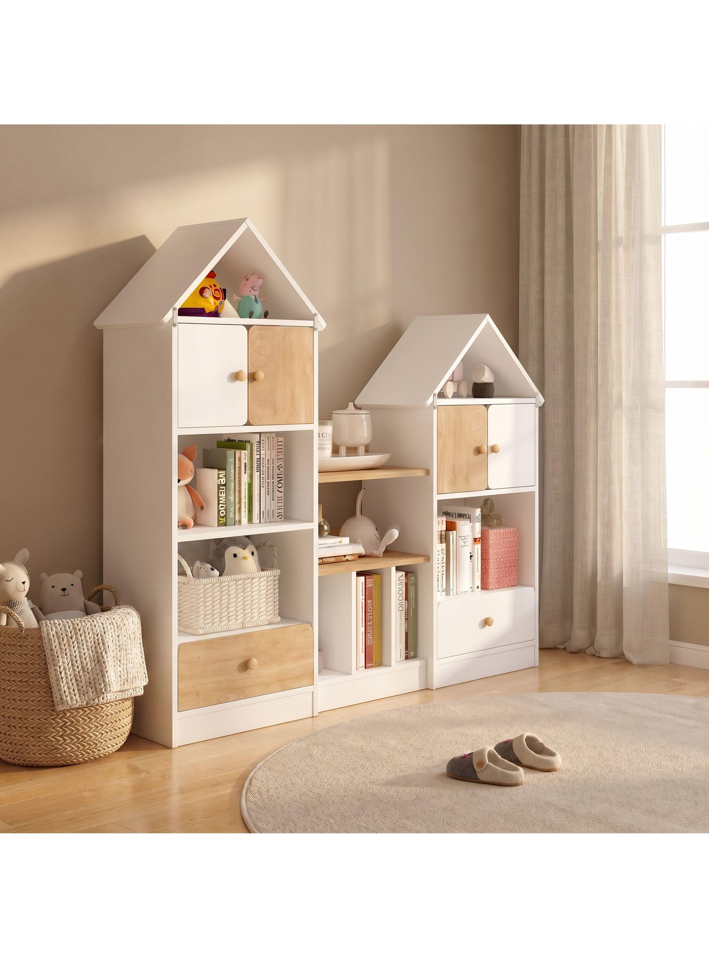 Librero Biblioteca Infantil Organizador Multiuso 123x24x127 Marrón Claro-9