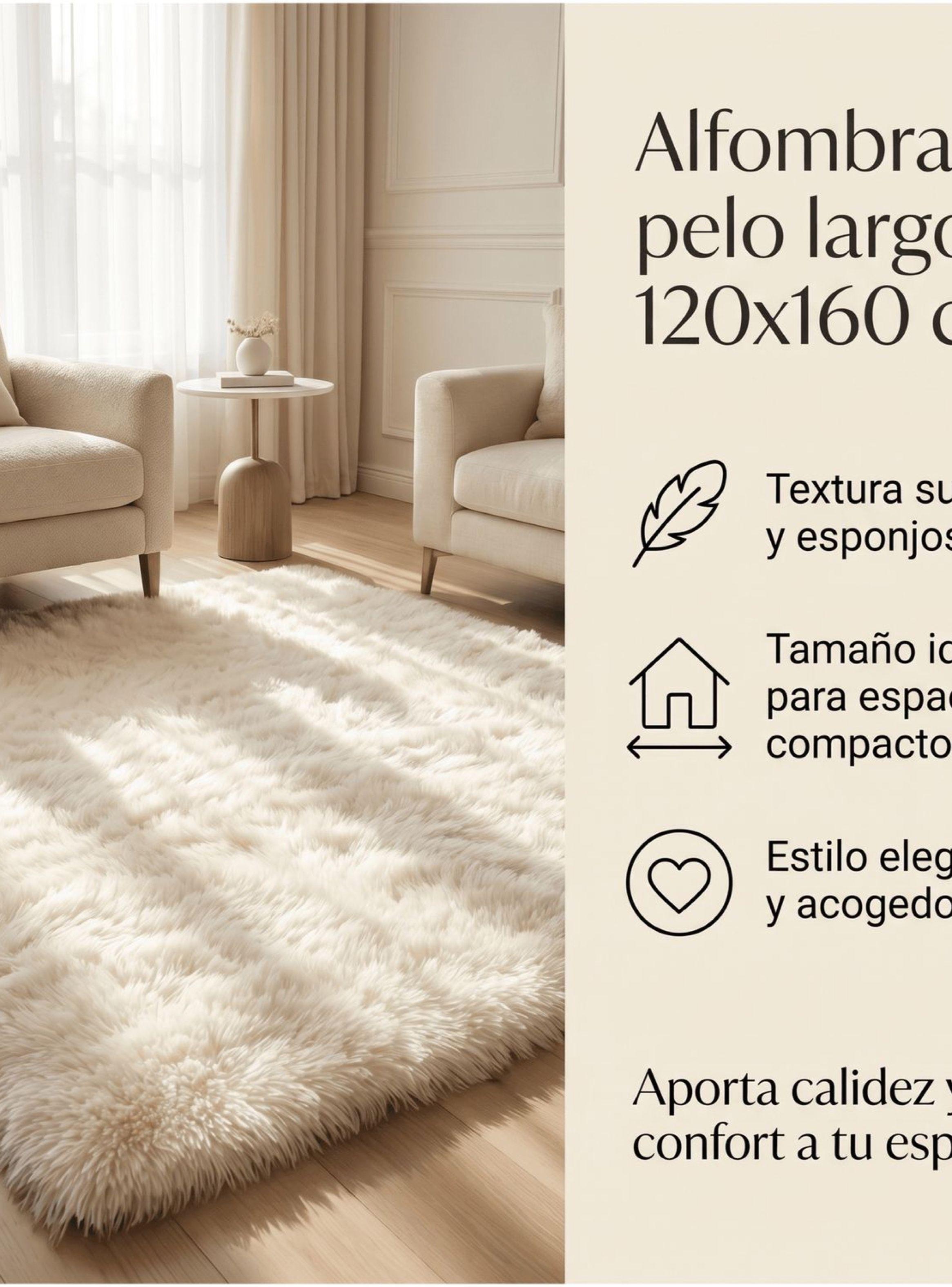 Alfombra 120x160cm Peluda Super Suave para living homer design ZR 120x160 blanco-1