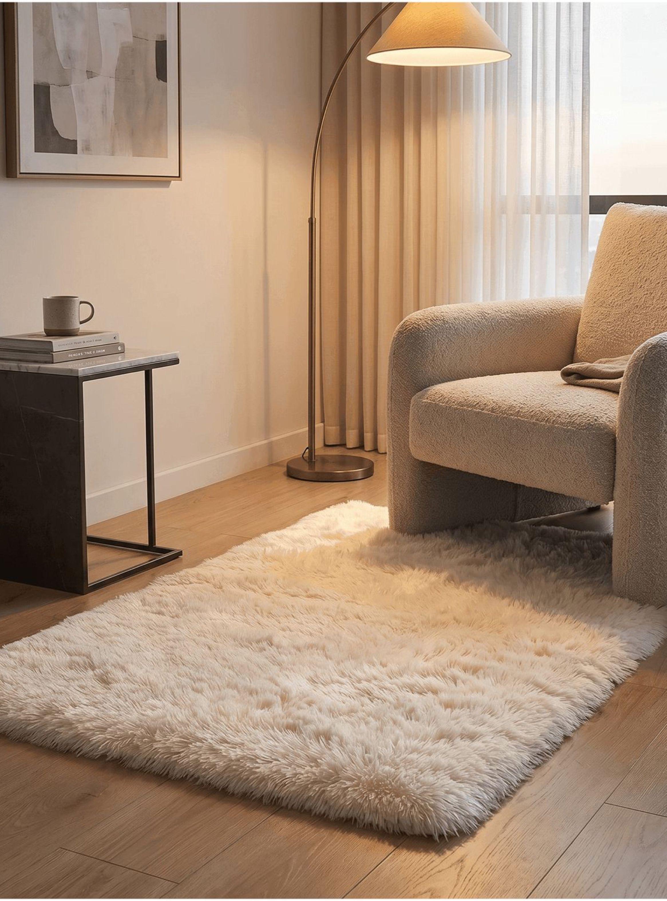 Alfombra 120x160cm Peluda Super Suave para living homer design ZR 120x160 blanco-6