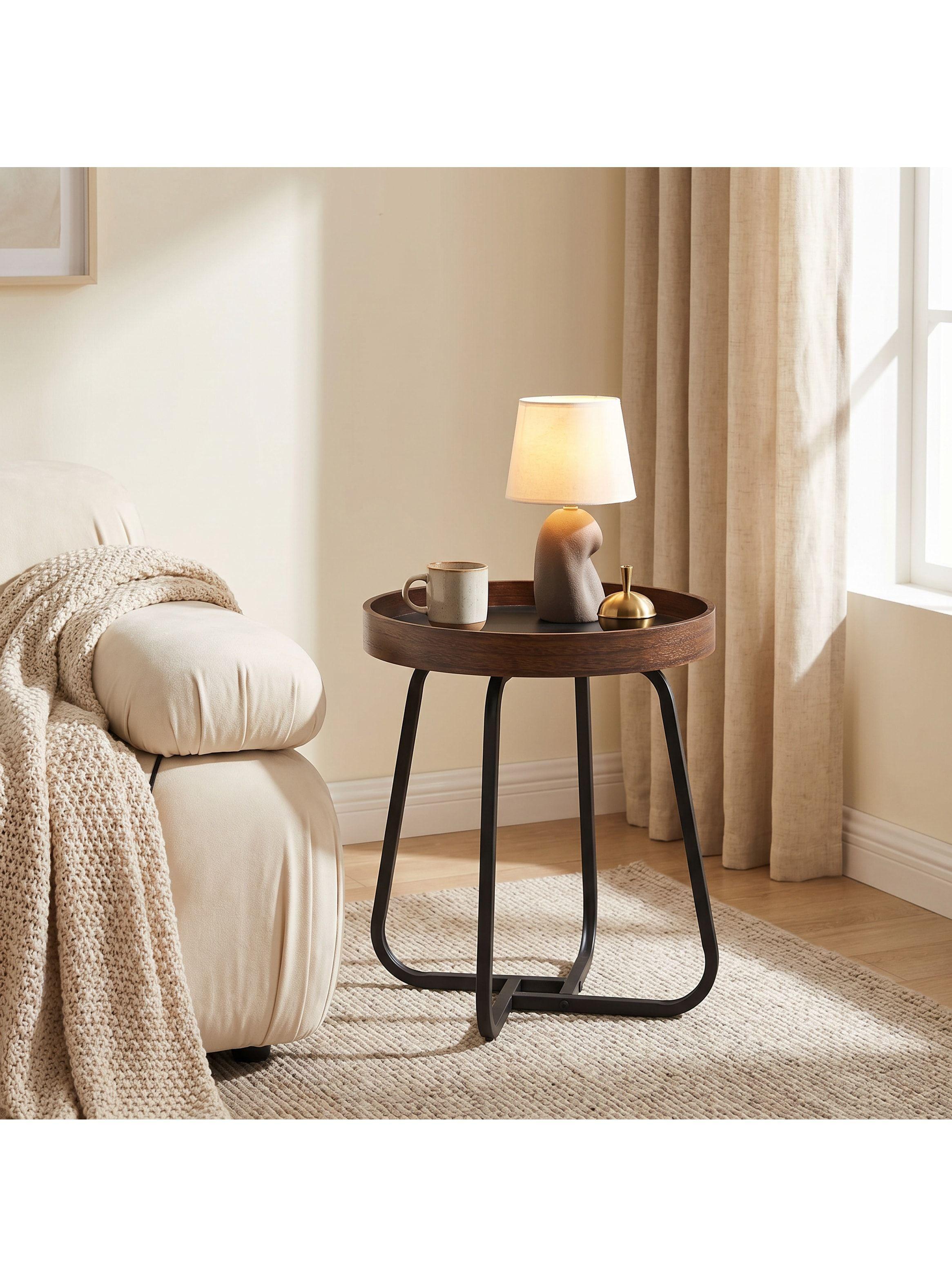 Mesa Lateral Homer Design Redonda Acero 40x46cm Melamina-0
