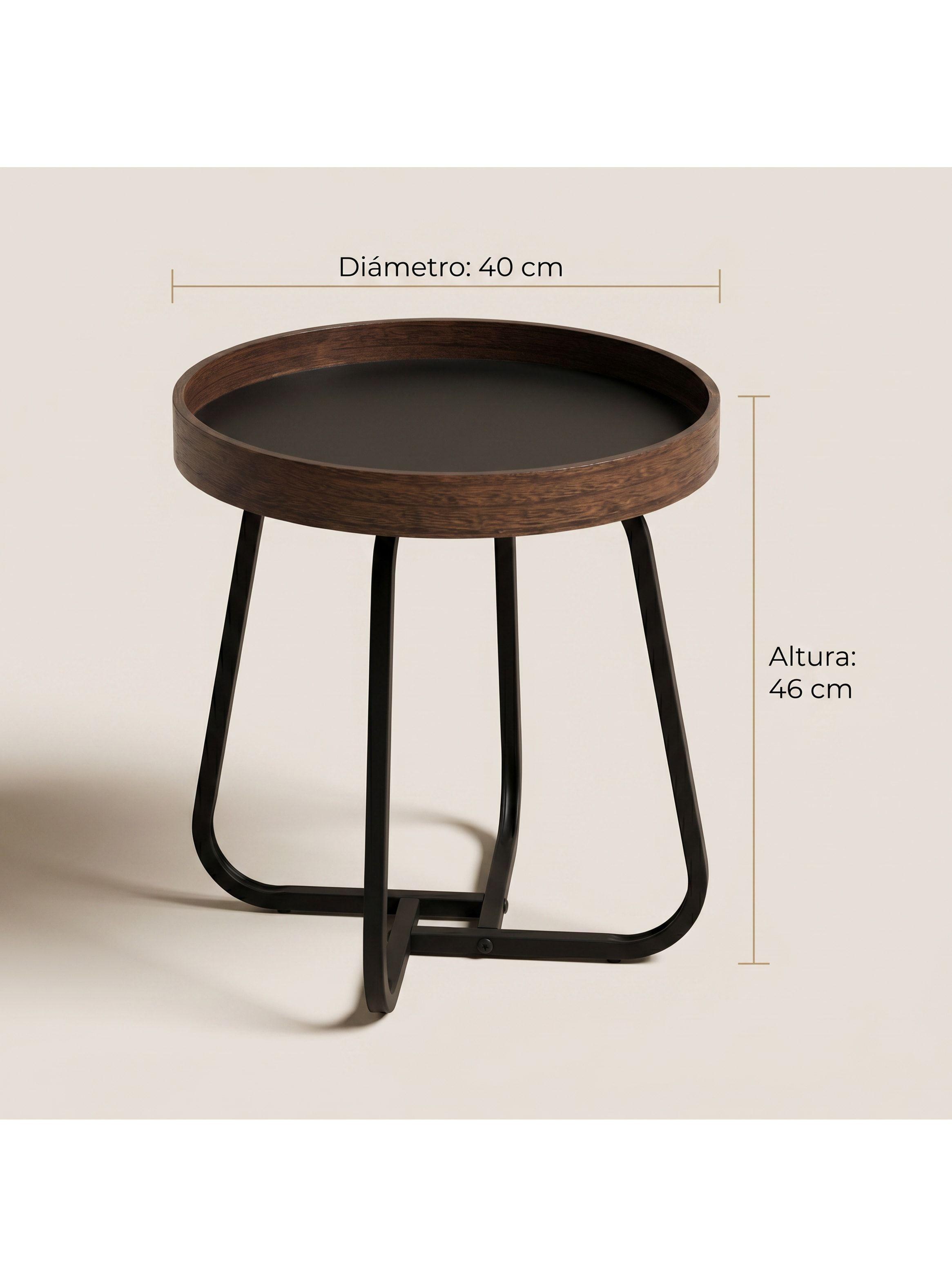 Mesa Lateral Homer Design Redonda Acero 40x46cm Melamina-2