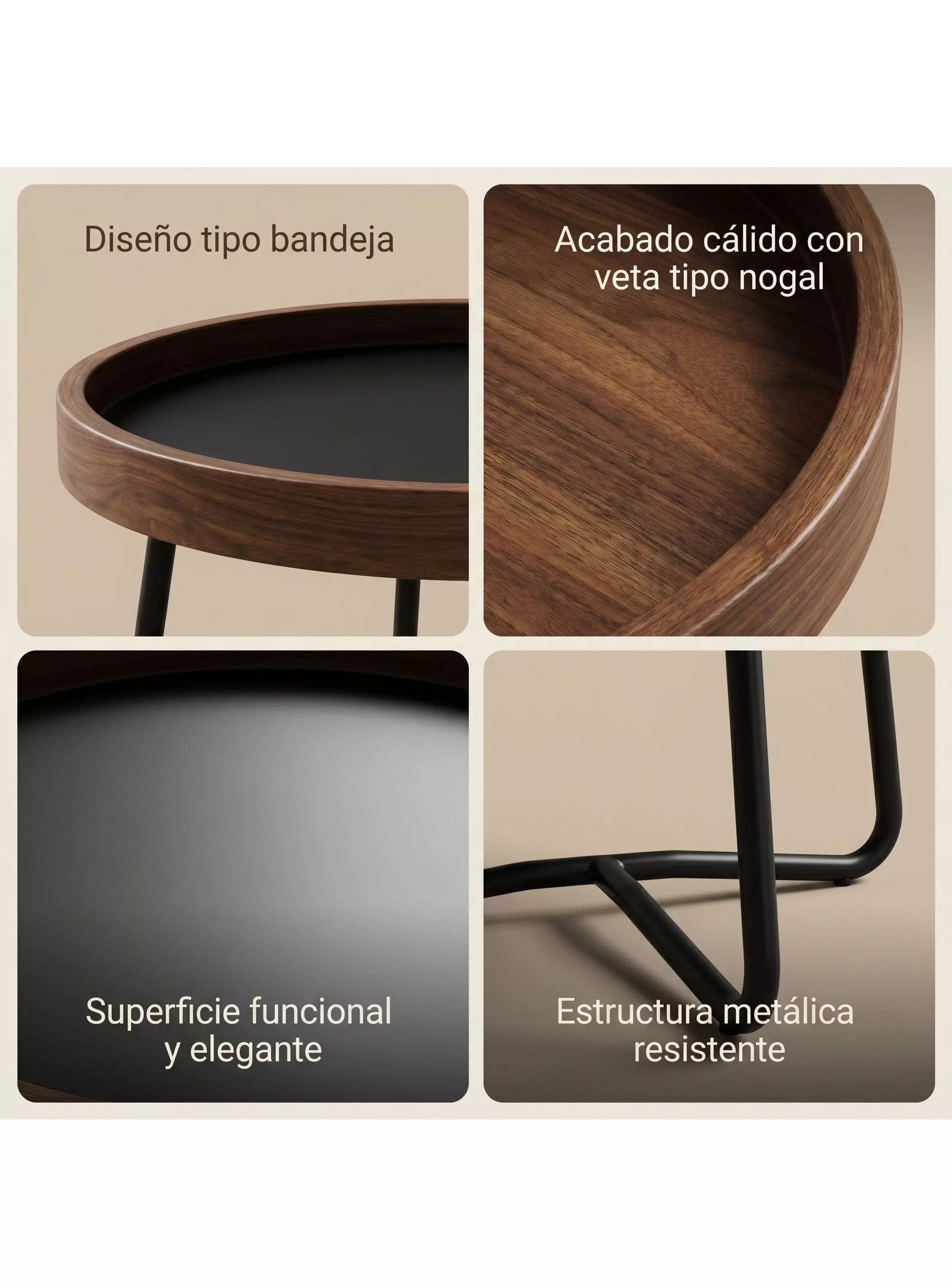Mesa Lateral Homer Design Redonda Acero 40x46cm Melamina-3