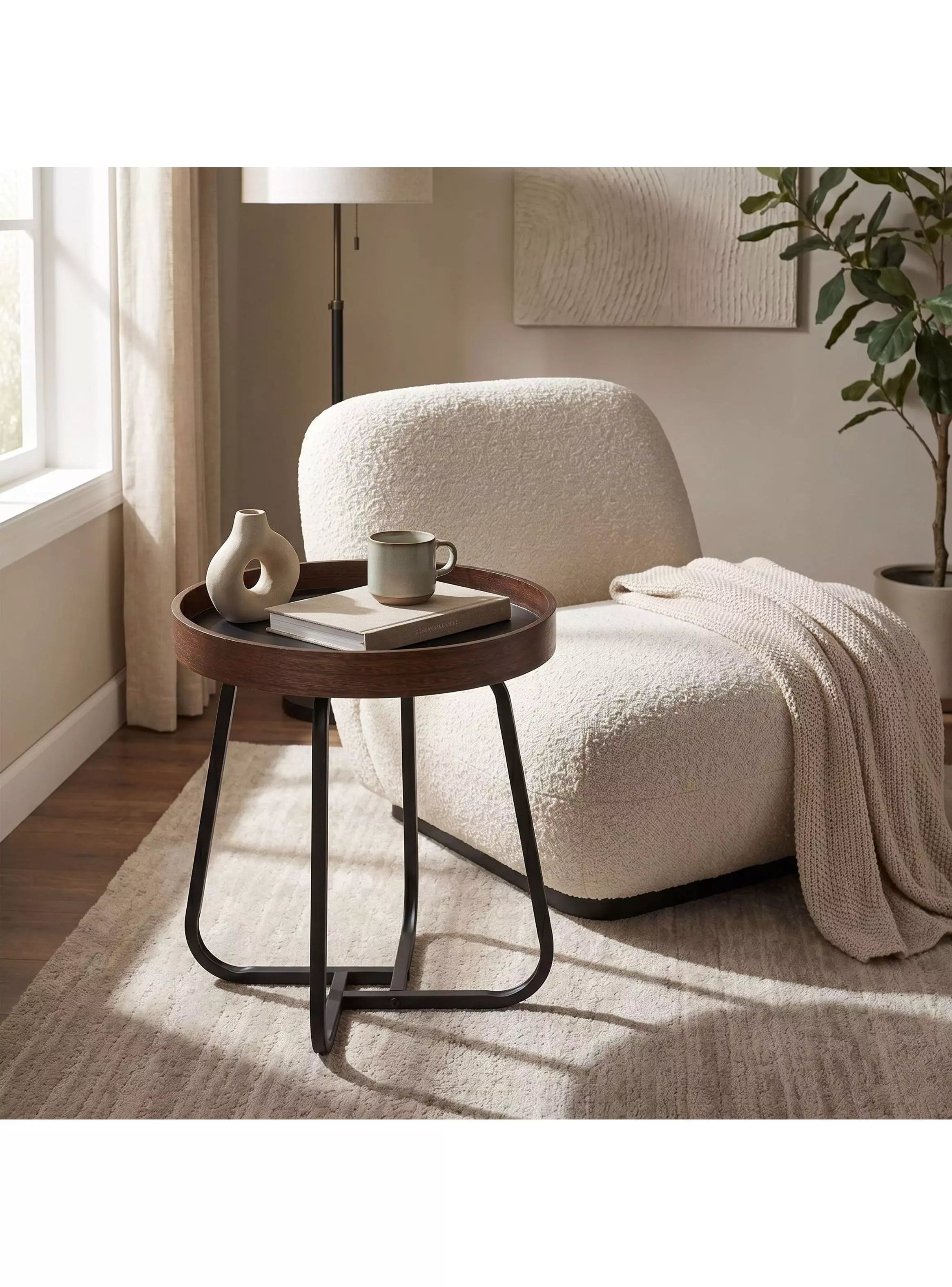 Mesa Lateral Homer Design Redonda Acero 40x46cm Melamina-4