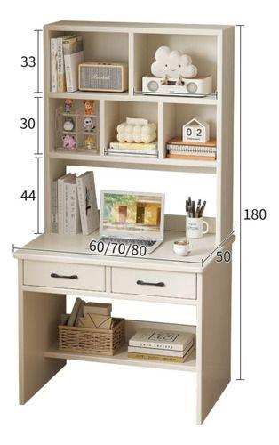 Escritorio Moderno Con Organizador 80x50x170cm Para Oficina Blanco-5
