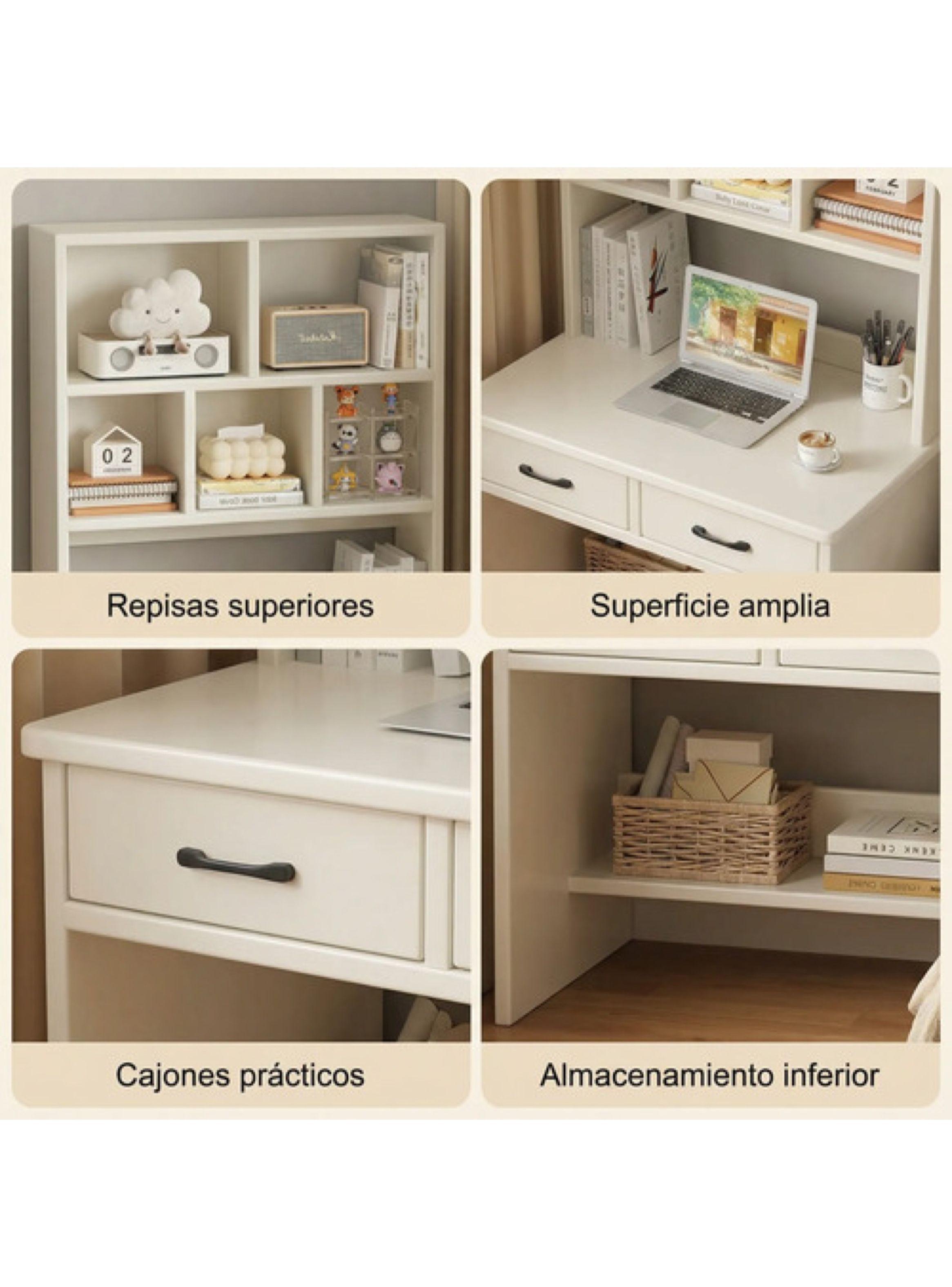 Escritorio Moderno Con Organizador 80x50x170cm Para Oficina Blanco-3