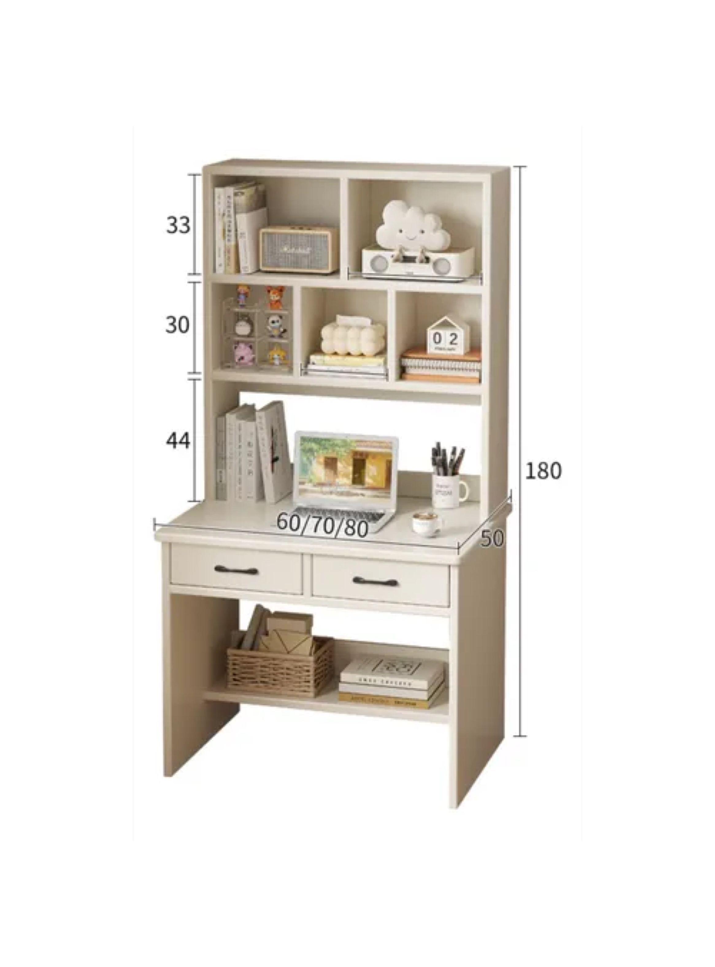 Escritorio Moderno Con Organizador 80x50x170cm Para Oficina Blanco-5