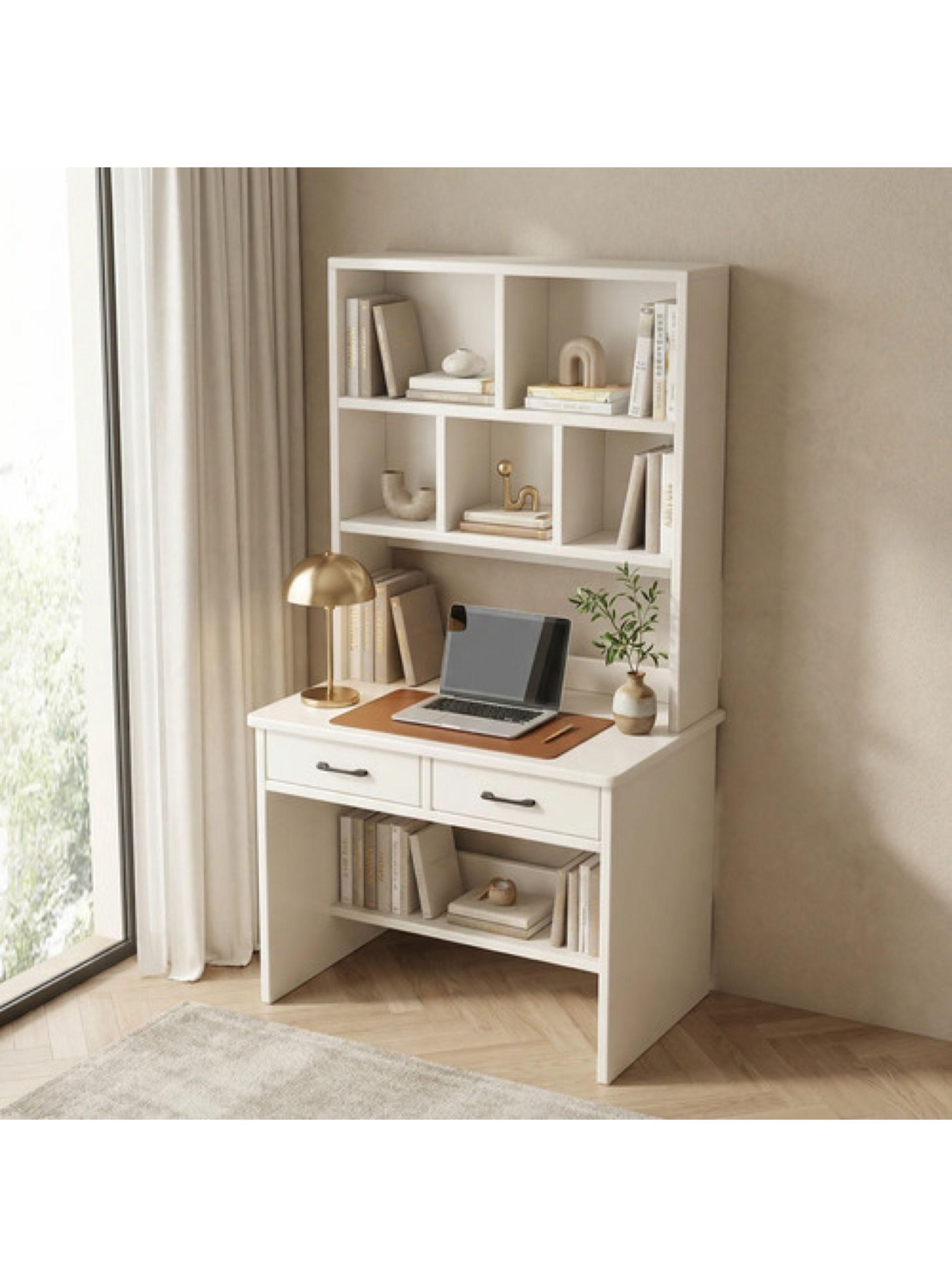 Escritorio Moderno Con Organizador 80x50x170cm Para Oficina Blanco-6