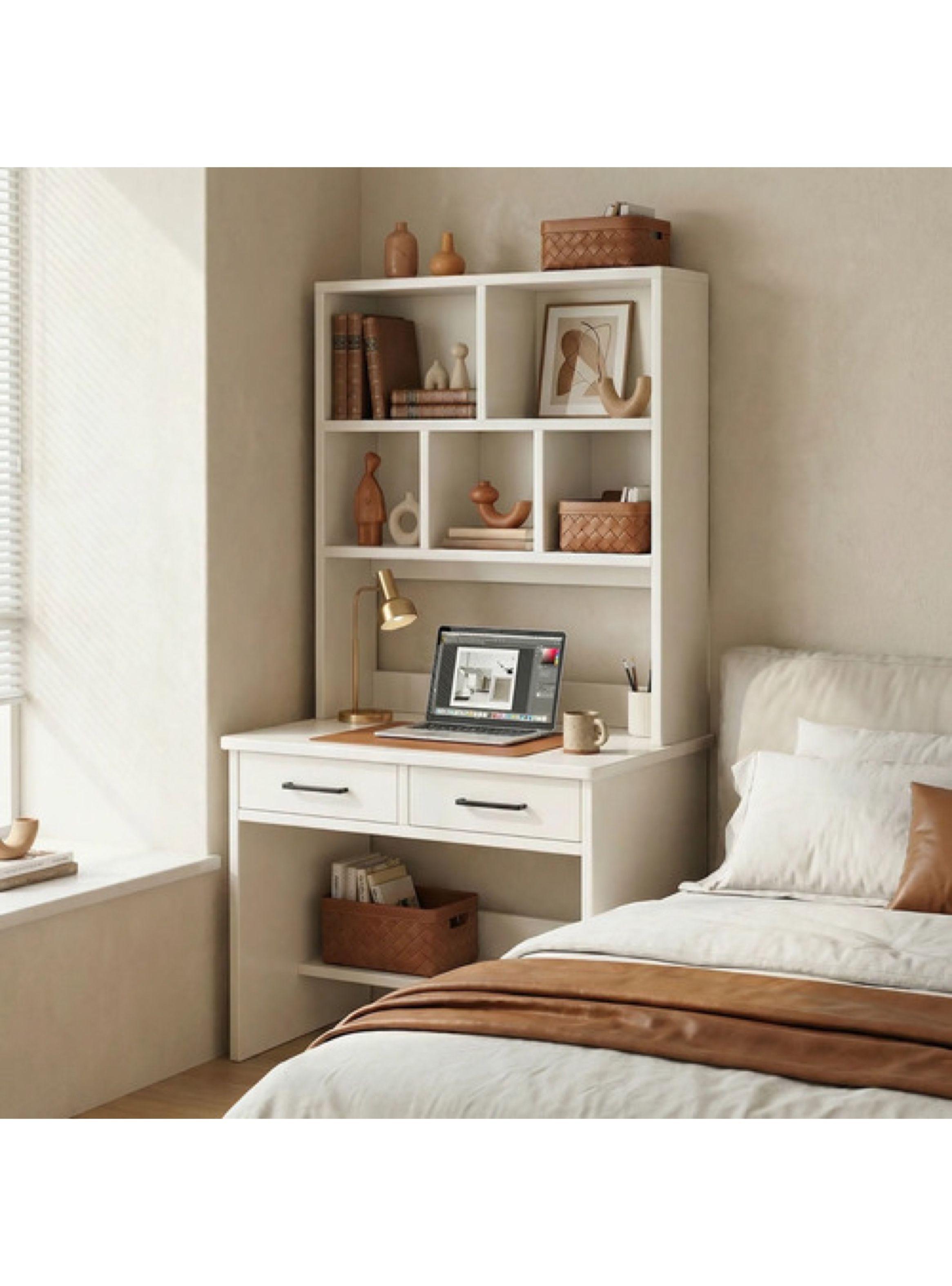 Escritorio Moderno Con Organizador 80x50x170cm Para Oficina Blanco-7