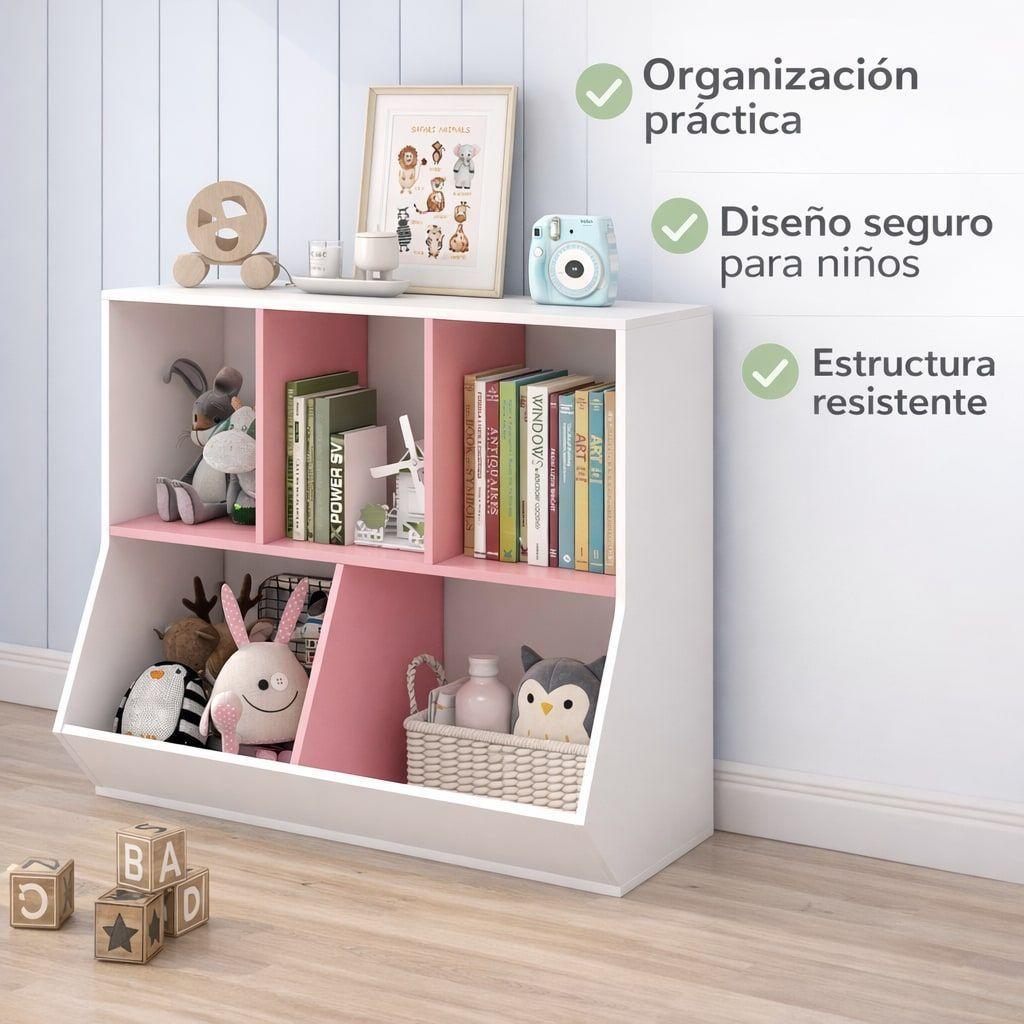 Biblioteca Organizador Infantil Estante Moderno 6cubos 90x76 Rosa-1