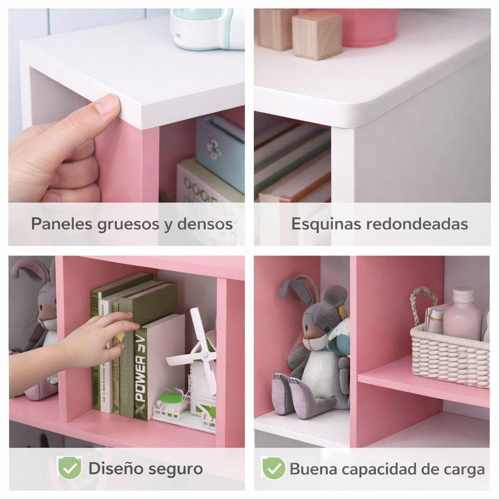 Biblioteca Organizador Infantil Estante Moderno 6cubos 90x76 Rosa-3