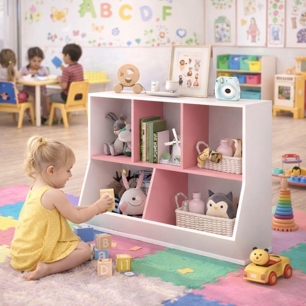 Biblioteca Organizador Infantil Estante Moderno 6cubos 90x76 Rosa-4