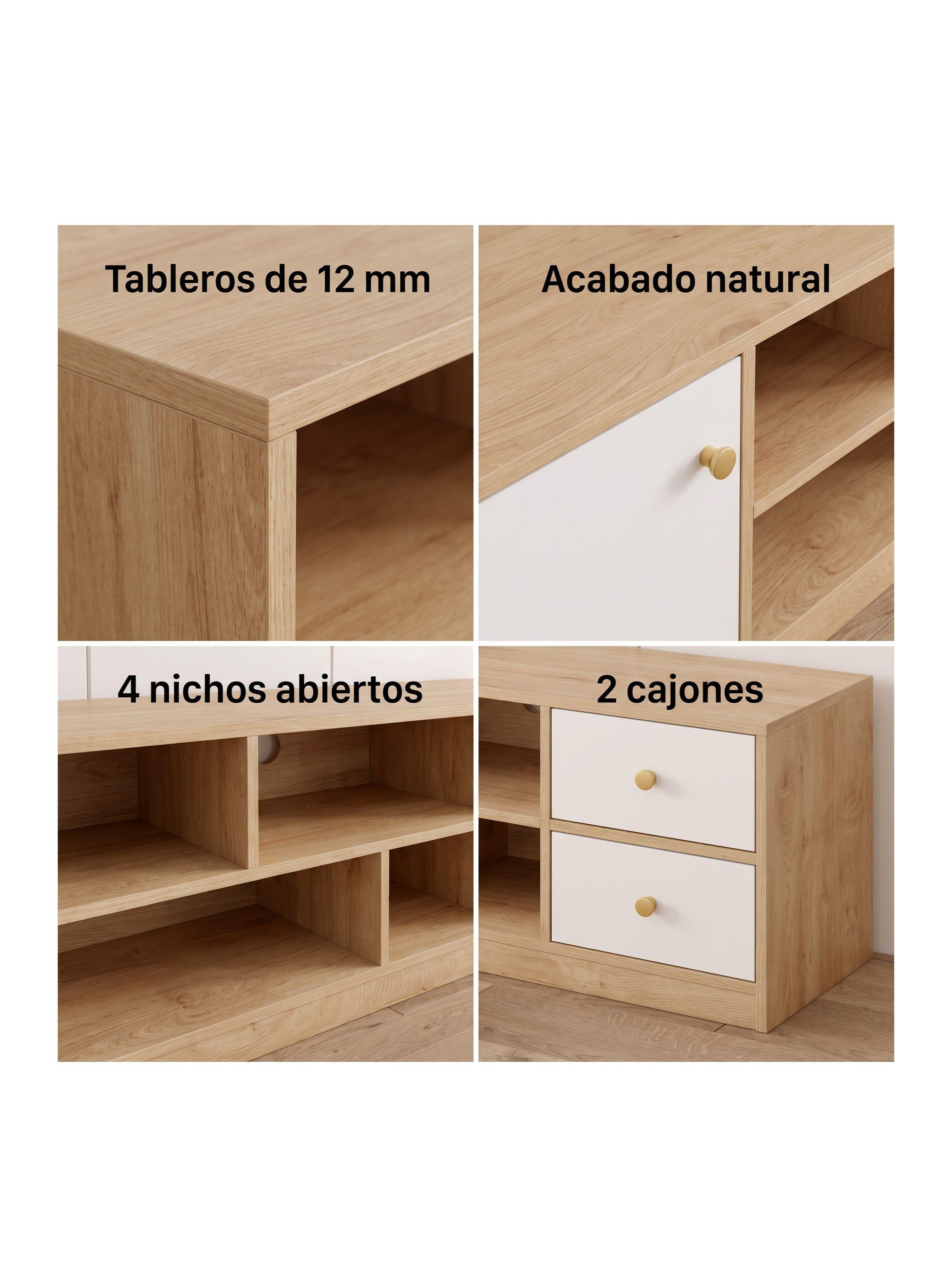 Rack TV Lorenzo 140 Cm Con 1 Puerta 2 Cajones Y Estantes-3