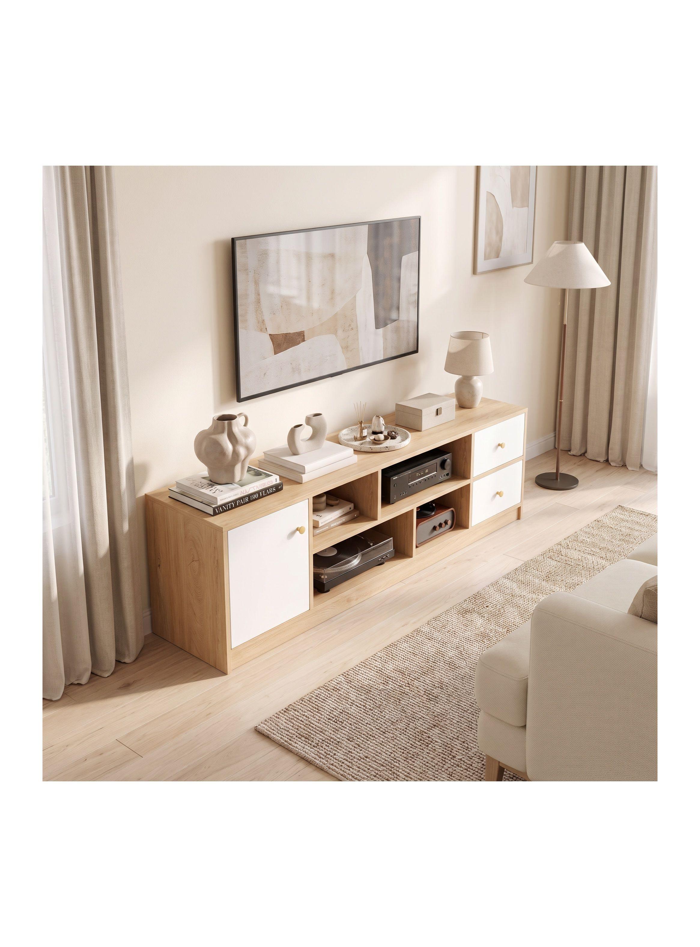 Rack TV Lorenzo 140 Cm Con 1 Puerta 2 Cajones Y Estantes-4