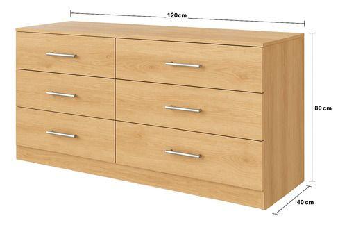 Comoda 6 Cajoneras Organizador Diseño E.e.u.u Moderno Blanco Marrón-3