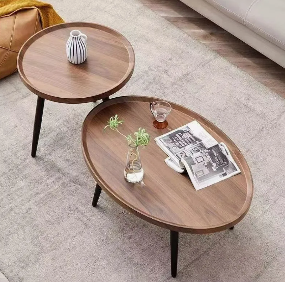 Juego Mesa De Centro Living Vanguardia Madera Nactural Jsc05-4