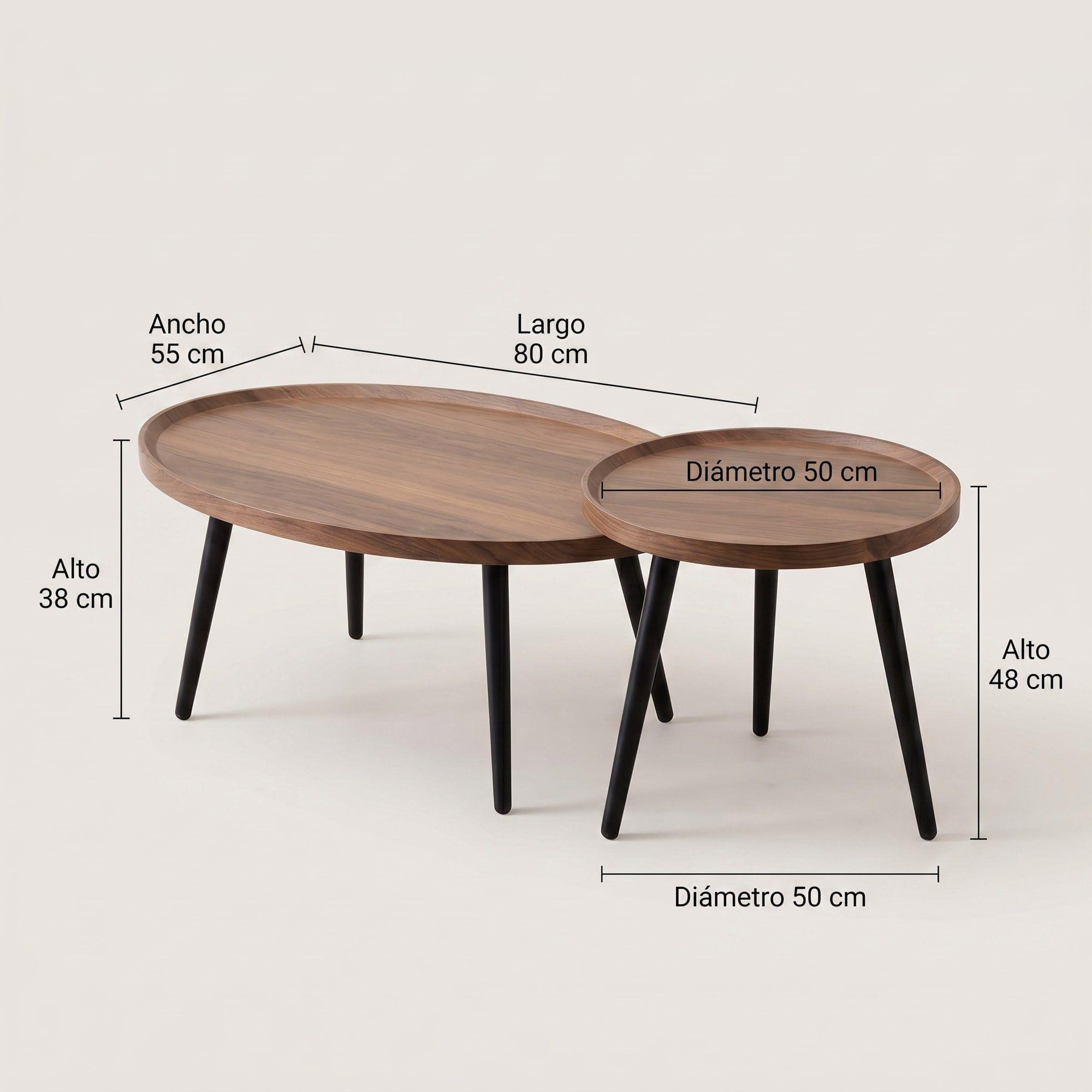 Juego Mesa De Centro Living Vanguardia Madera Nactural Jsc05-2