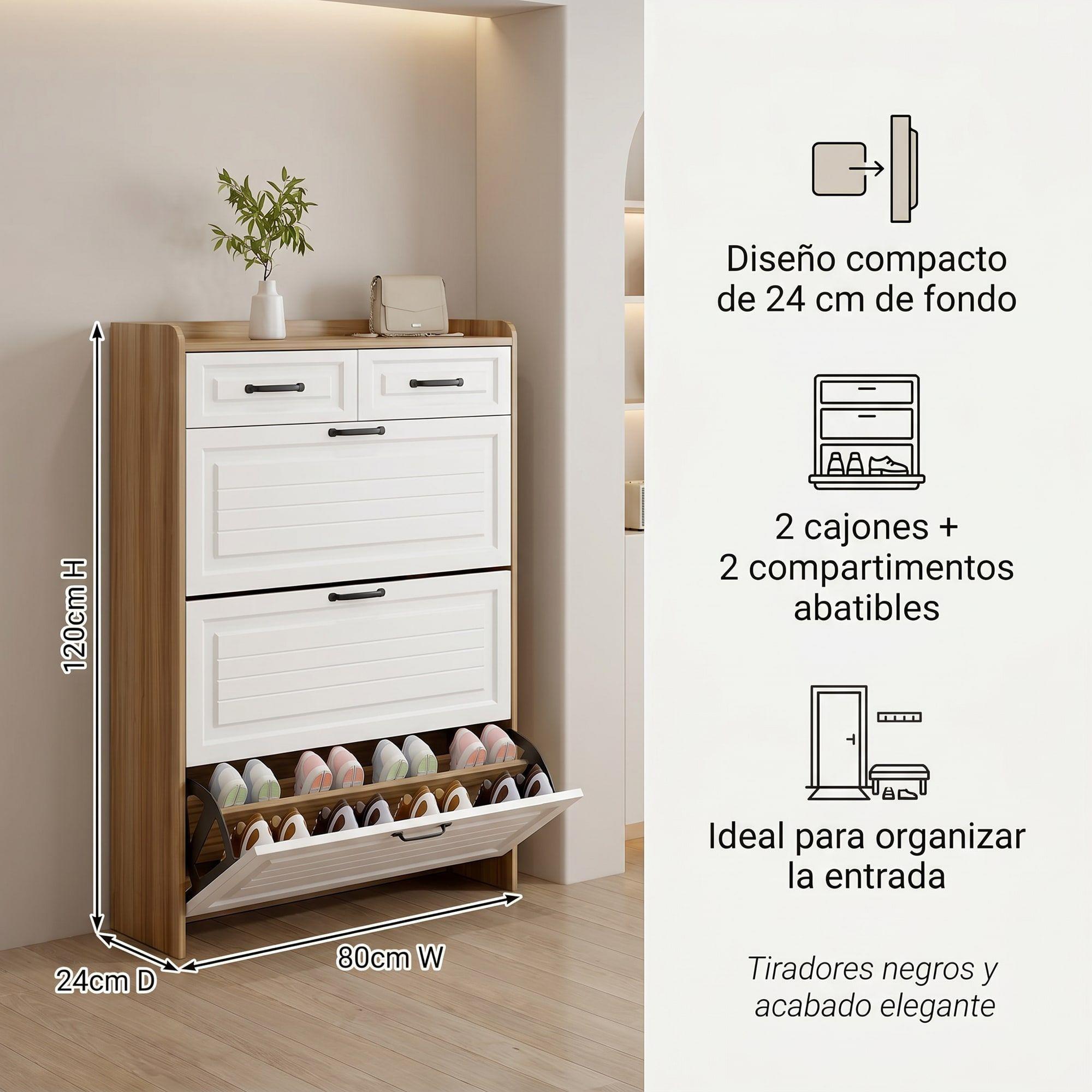 Zapatero Organizdaor Vanguardia Europeo 24 Pares 120x80x24cm Marrón/blanco-3
